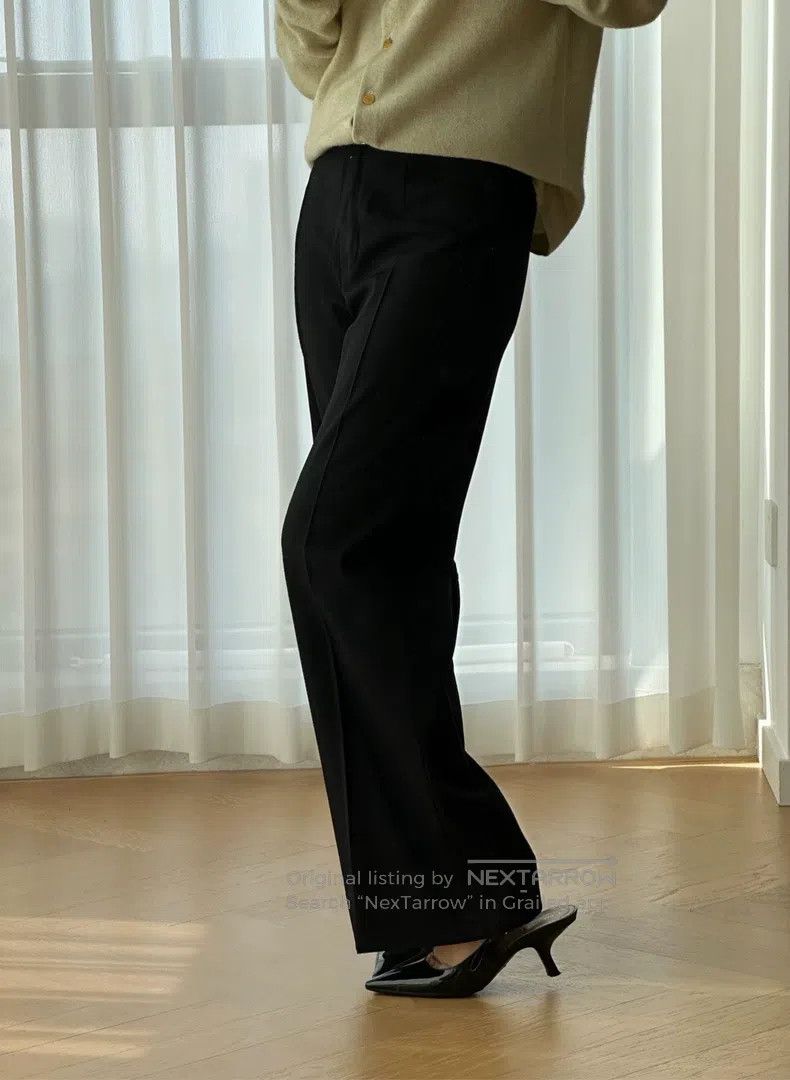 Hermes Hermes Fine Wool Crepe Wide Leg Casual Suit Pants, Black Size 24" / US 00 / IT 34 - 3 Thumbnail