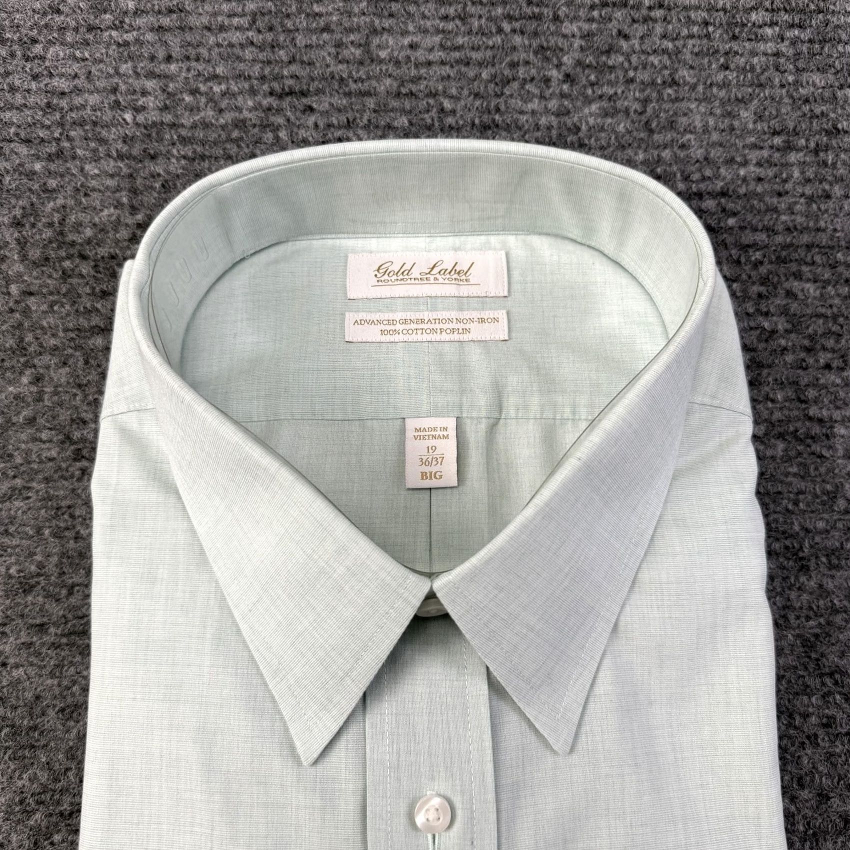 Roundtree & Yorke Roundtree & Yorke Gold Label Shirt Mens 19 Big & Tall Green Non-Iron Long Sleeve Dress Shirt Size US XXL / EU 58 / 5 - 2 Thumbnail