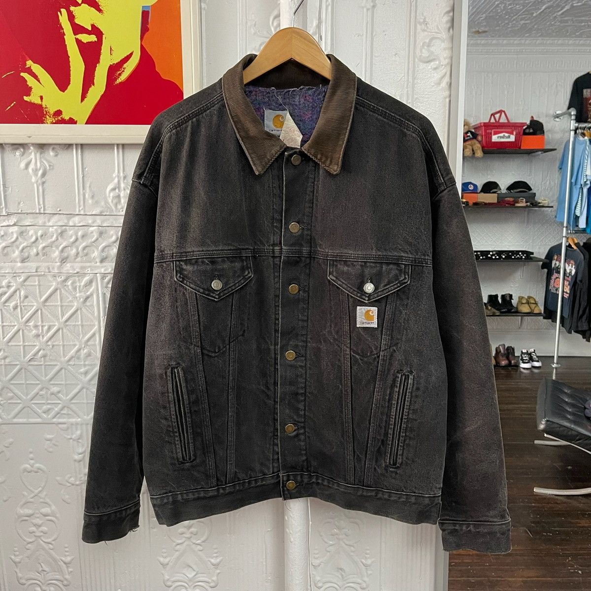Carhartt 1990s Carhartt black denim jacket, purple blanket lined Size US L / EU 52-54 / 3 - 1 Thumbnail