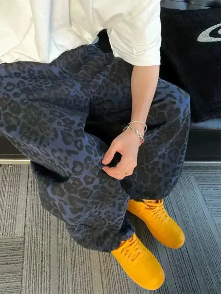 Japanese Brand Retro blue leopard print loose casual jeans Size US 32 / EU 48 - 6 Thumbnail