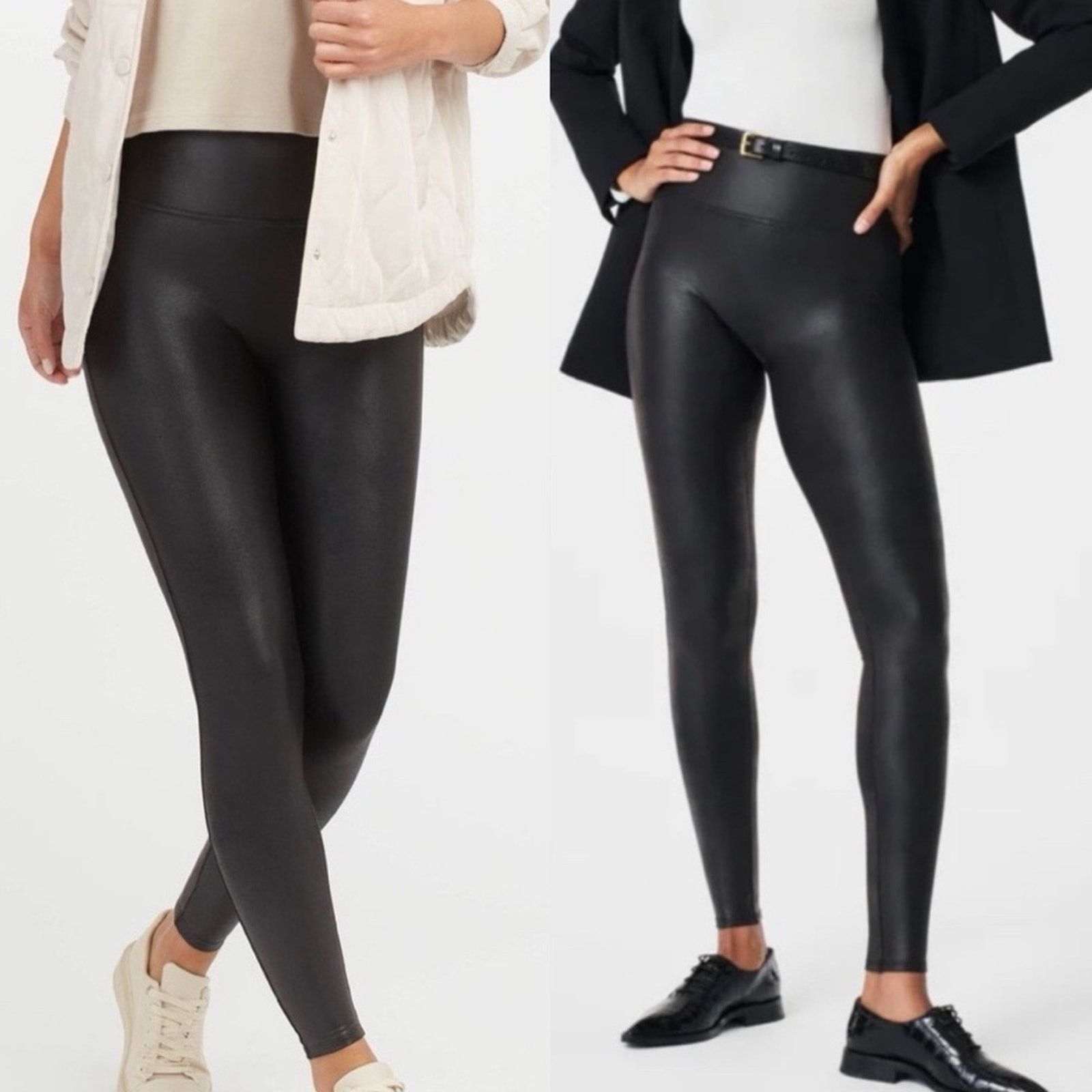 Spanx SPANX Leather Black High Stretch Pants Yoga Leggings Tights Size 28" / US 6 / IT 42 - 15 Thumbnail
