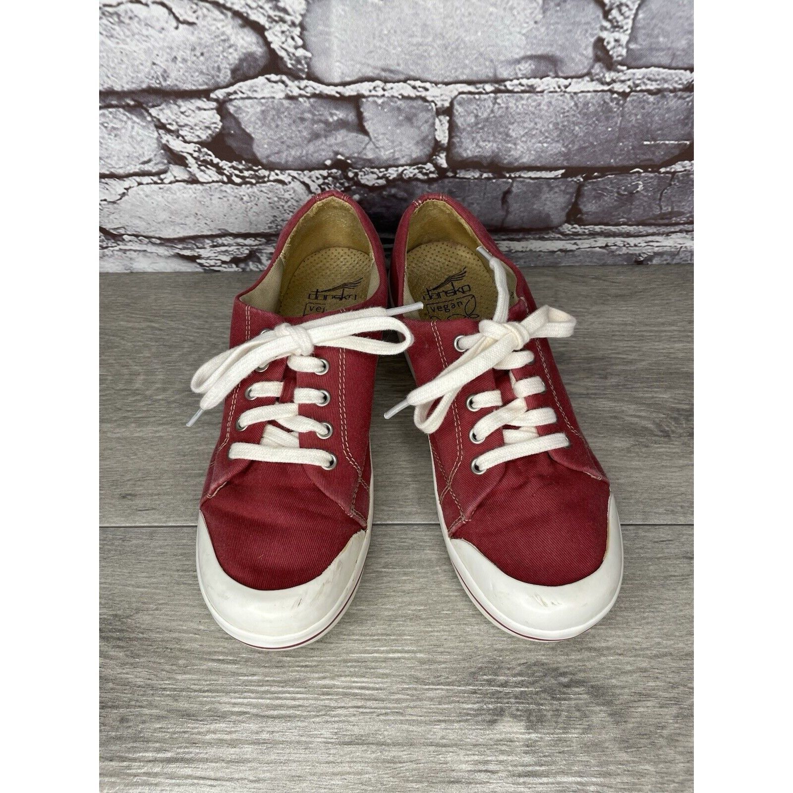 Other Dansko Vegan Red Fabric Canvas Lace Up Slip Workwear Clogs W Size US 7 / IT 37 - 20 Thumbnail