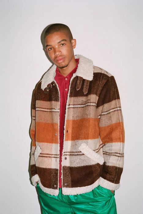 Supreme plaid shearling bomber-