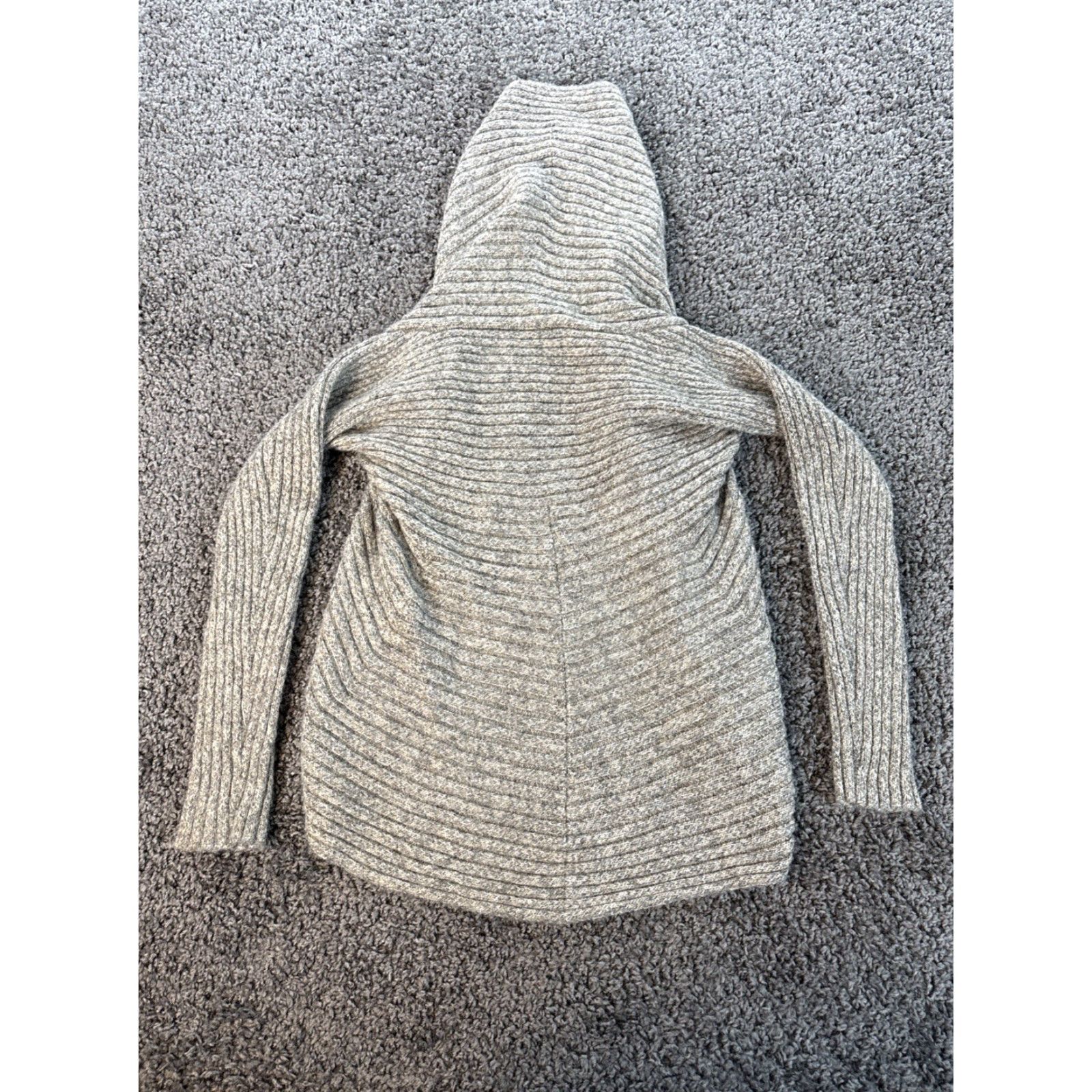 Vintage Simply Natural Cardigan Sweater Long Sleeve Gray One Size OS Open Ribbed Alpaca Knit Shawl Neck Women Bohemian Nature School Fall Spring Winter Size ONE SIZE - 7 Thumbnail