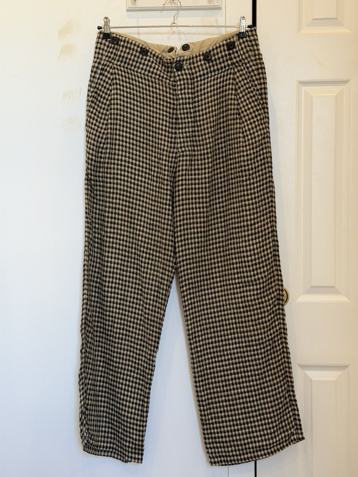 John Alexander Skelton Tea Dyed Gingham Linen Moonsailor Trousers size L Size US 34 / EU 50 - 1 Thumbnail