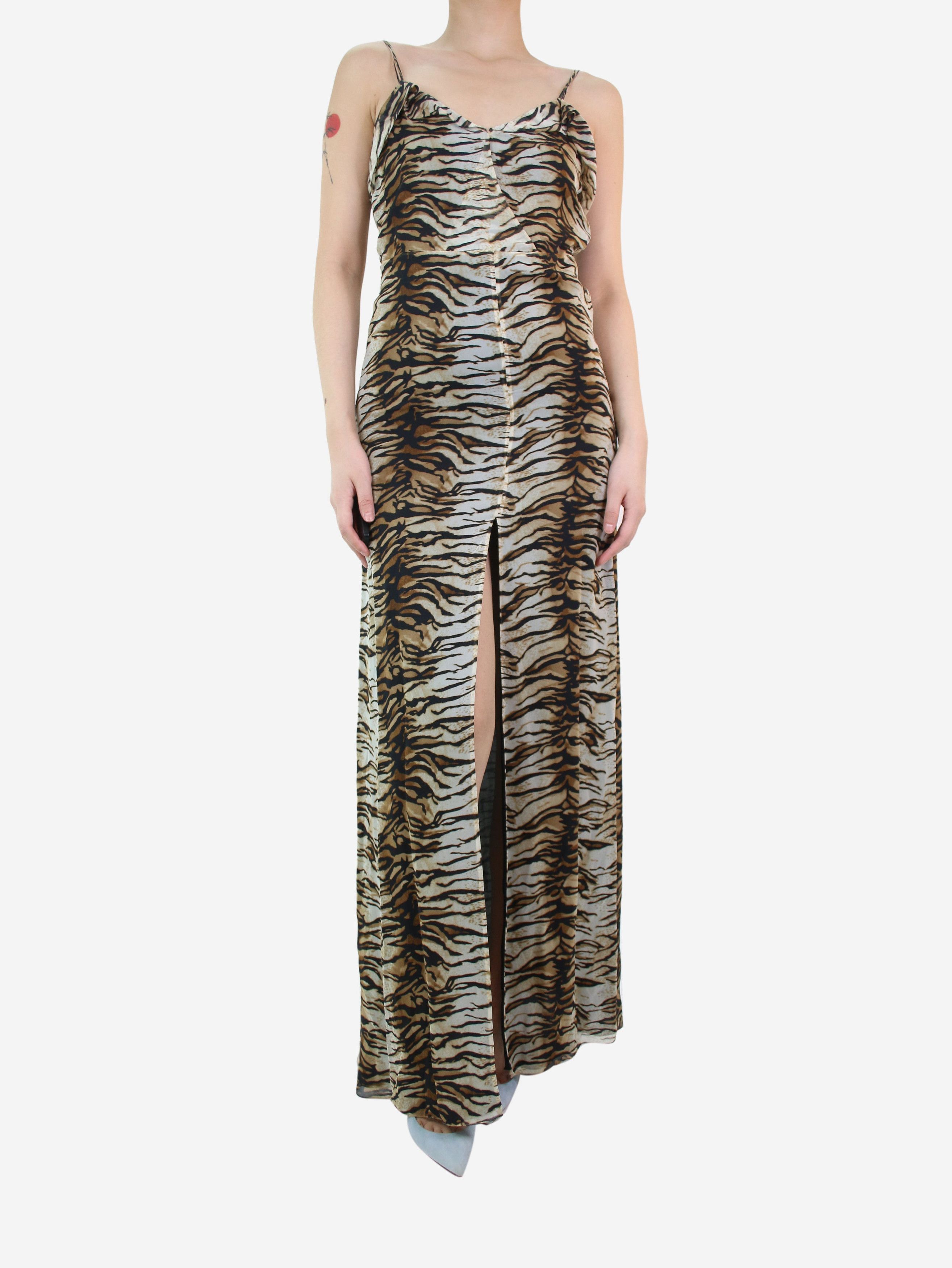 image of Saint Laurent Paris Animal Print Silk Max Dress - Size Fr 34, Women's