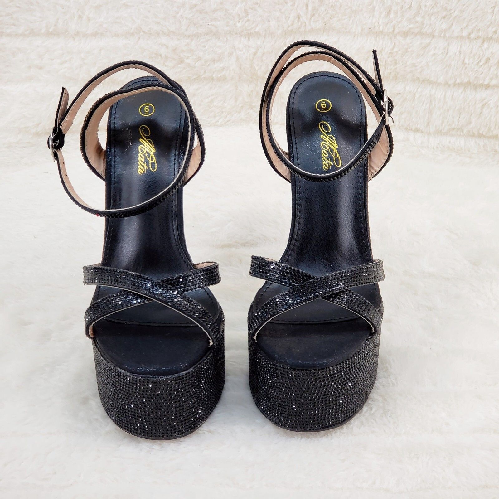 Other Bejeweled Pandora Black Sparkling Rhinestone Platform 6.5" H Size US 8 / IT 38 - 7 Thumbnail