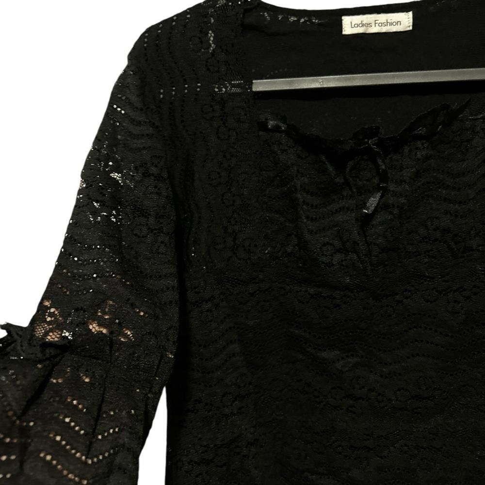 Designer Black Lace Blouse - Ladies Fashion Size S / US 4 / IT 40 - 3 Thumbnail
