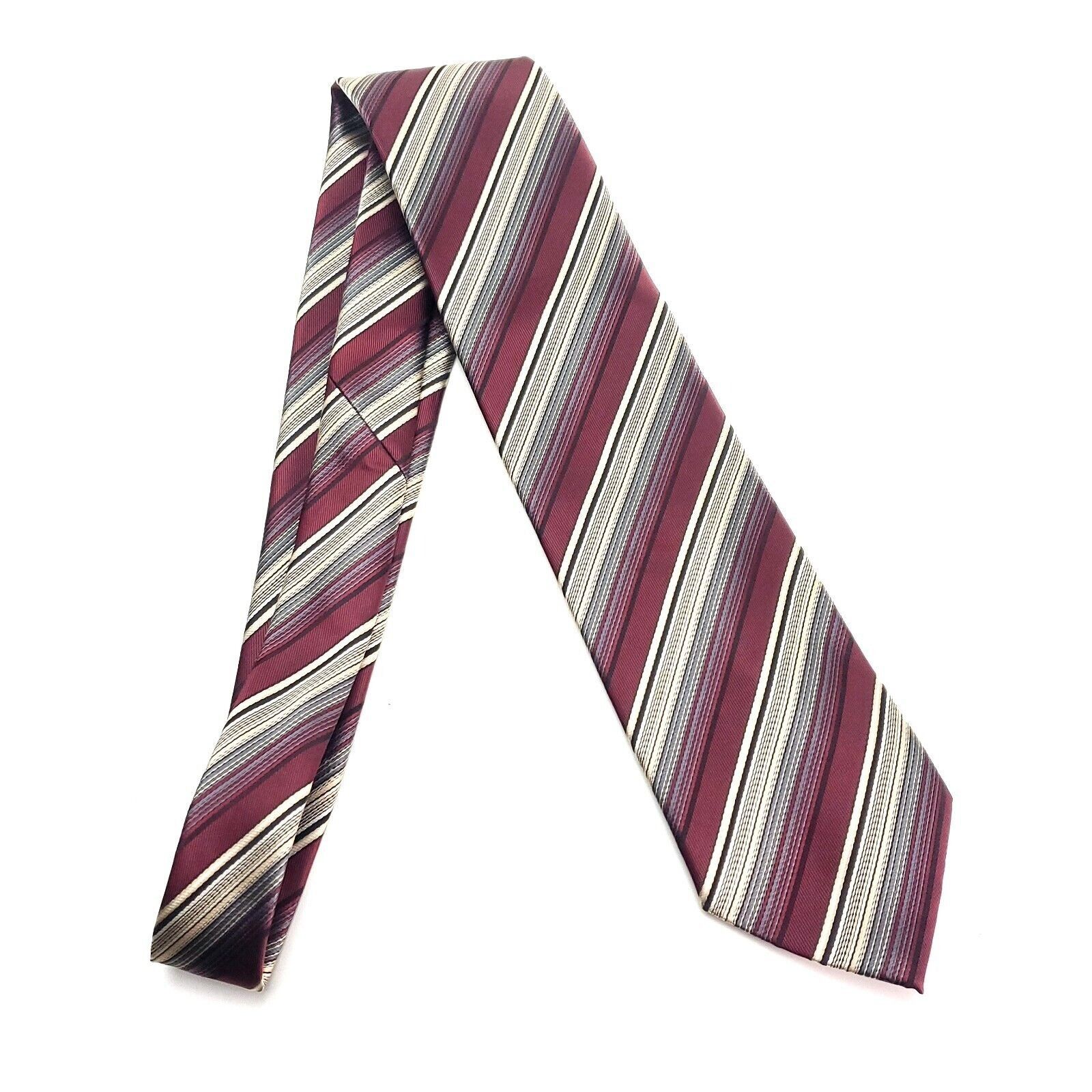 Bergamo New York Bergamo Polyester Tie Red Tan Striped Size ONE SIZE - 6 Thumbnail