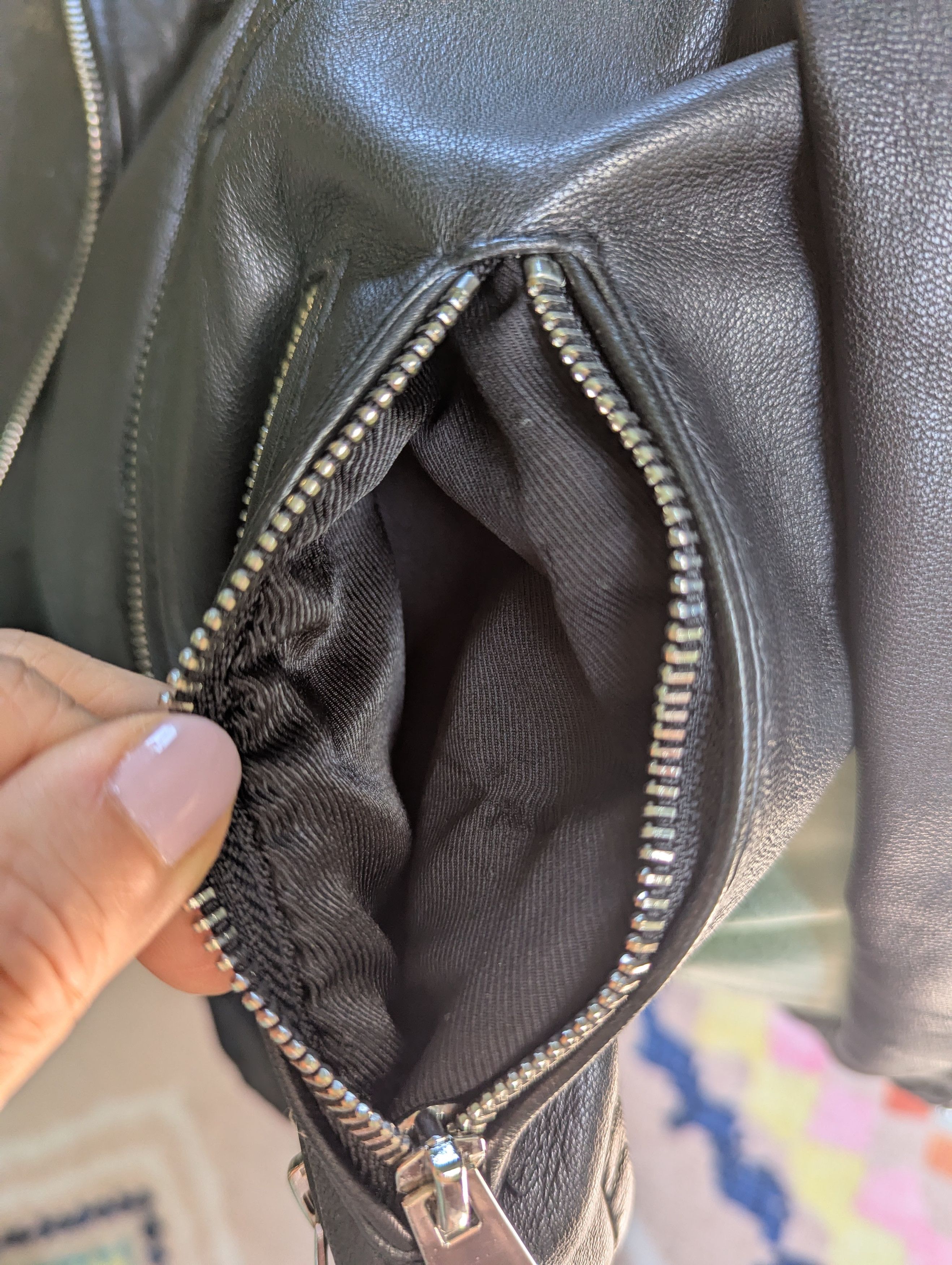 Zara Genuine Black Leather Moto/Biker Jacket