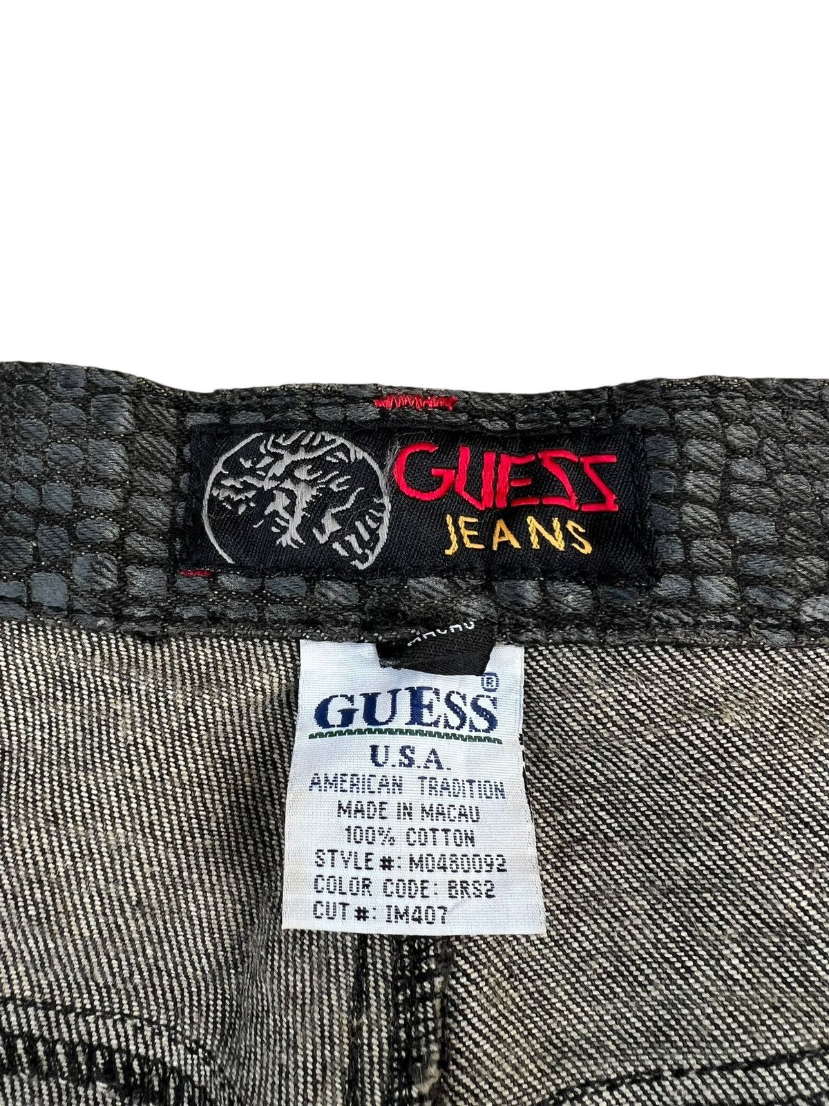 Guess Vintage 90s Guess Croc Skin Print Waxed Denim Jeans Size US 34 / EU 50 - 21 Thumbnail