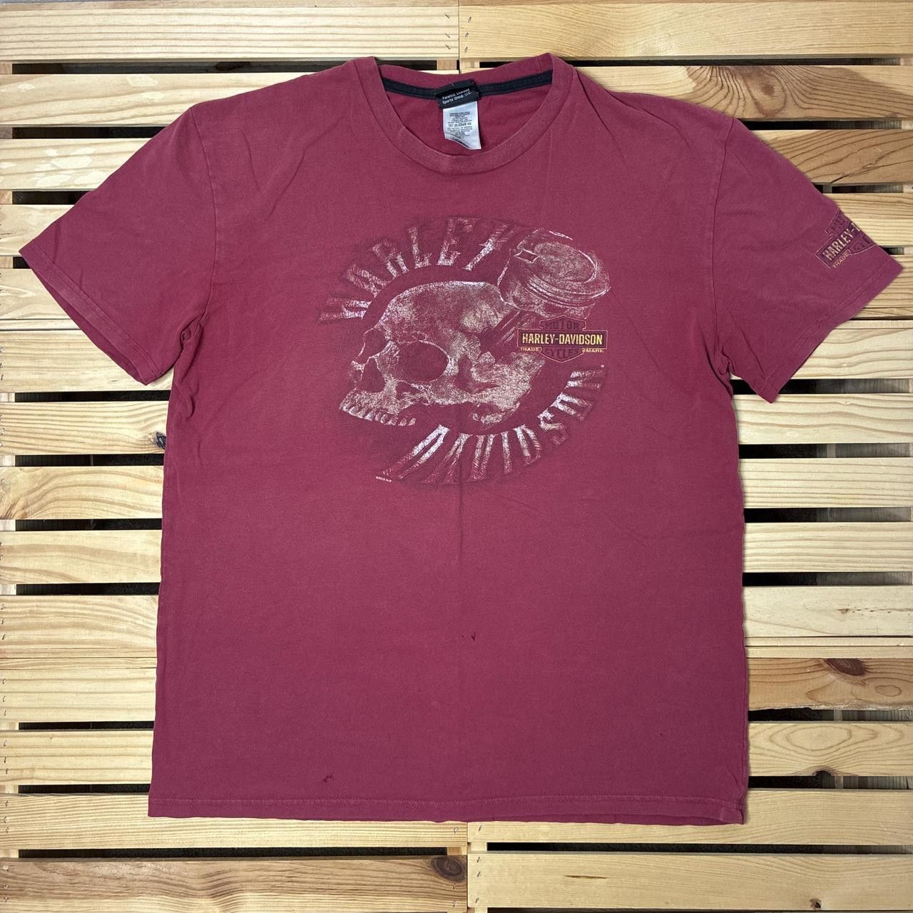 Harley Davidson Harley Davidson FL 2018 Burgundy Biker Tee Size Large Size US L / EU 52-54 / 3 - 1 Thumbnail