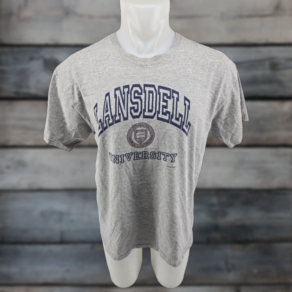 Gildan Lansdell University T Shirt Gray Large Mens Short Sleeve Cotton Blend Graphic Print N/A Size US L / EU 52-54 / 3 - 1 Thumbnail