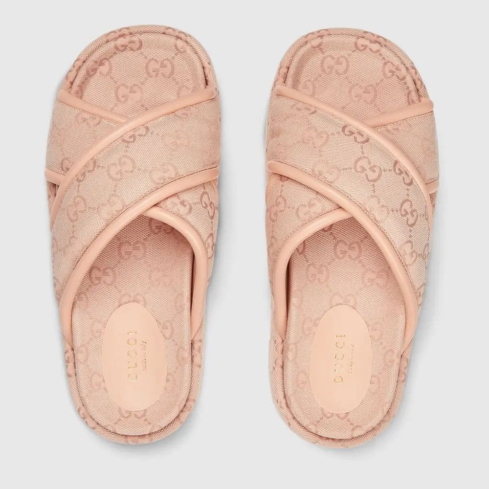 Gucci o1loc1c0426 816798 Women's GG Platform Sandals in Light Pink Size US 10 / IT 40 - 5 Thumbnail