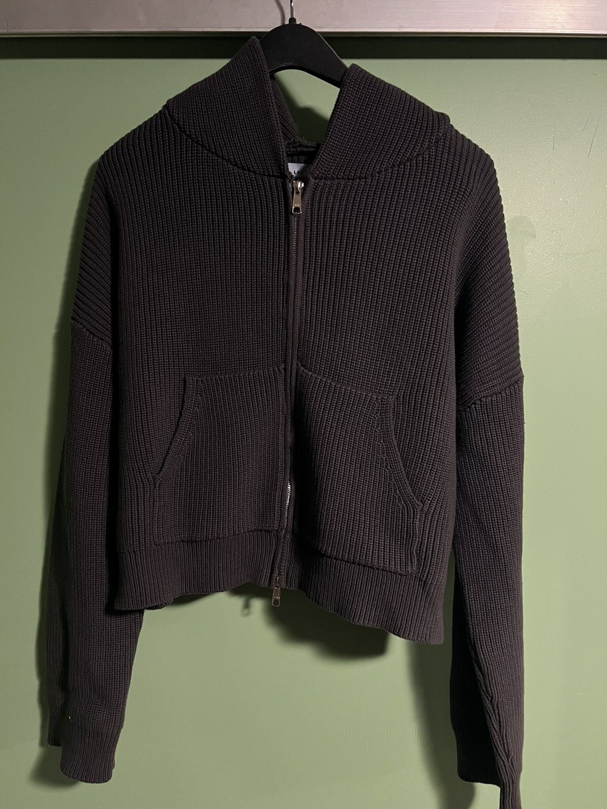 Lac Demure "GRAPHITE" CROPPED KNITTED FISHERMAN ZIP HOODIE Size US L / EU 52-54 / 3 - 1 Thumbnail