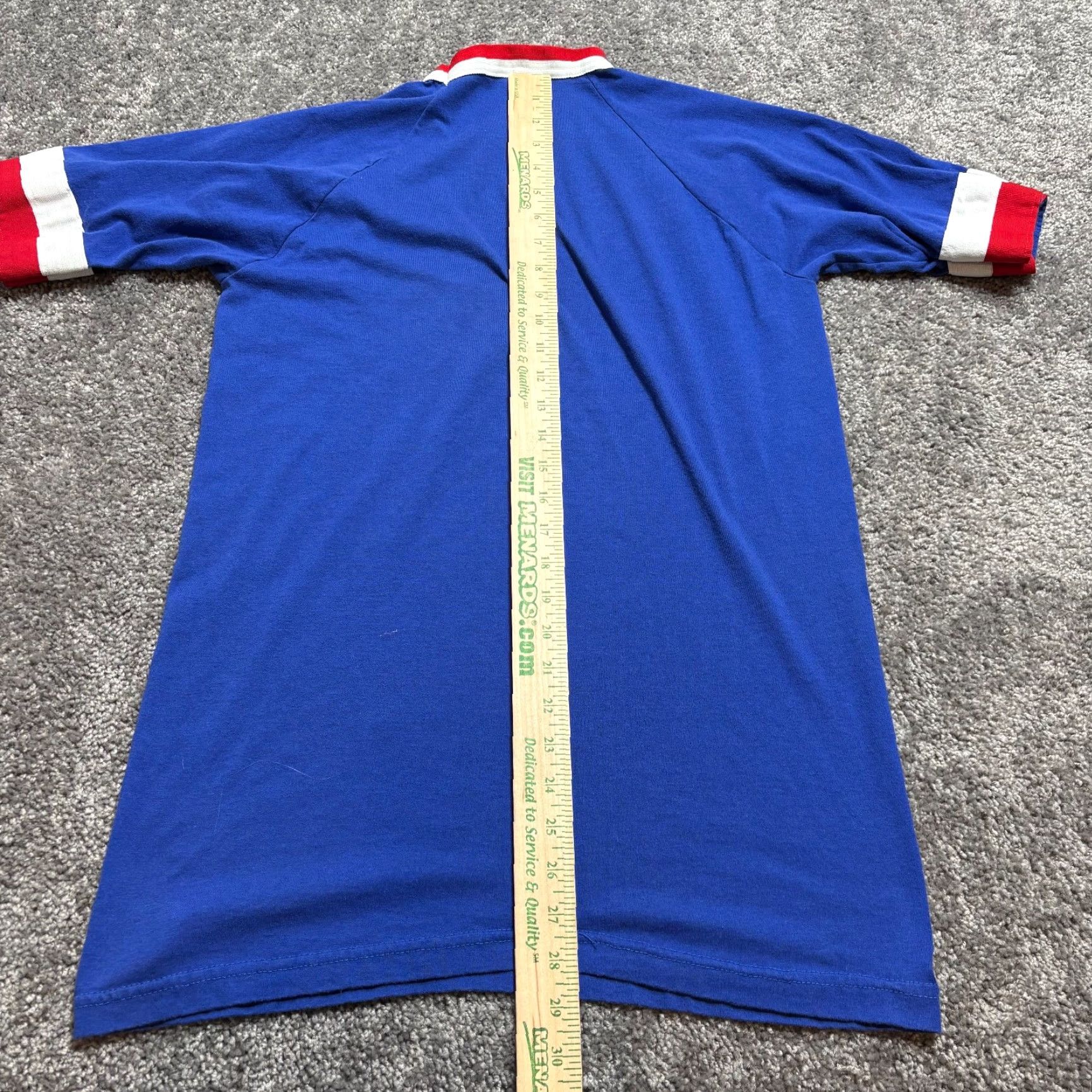 Vintage VINTAGE Chicago Cubs Ringer Tee XL Blue Sand Knit Knit T-Shirt USA Men Short Sleeve V-Neck 70s 80s Size US XL / EU 56 / 4 - 7 Thumbnail