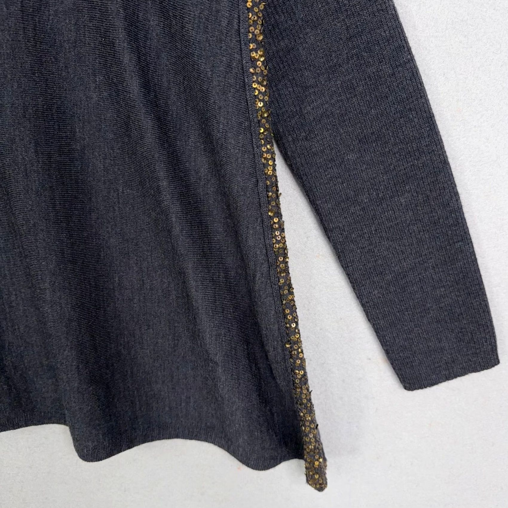 Eileen Fisher Eileen Fisher Sweater Womens Small Grey Merino Wool Sequin Side Trim Pullover Size S / US 4 / IT 40 - 3 Thumbnail