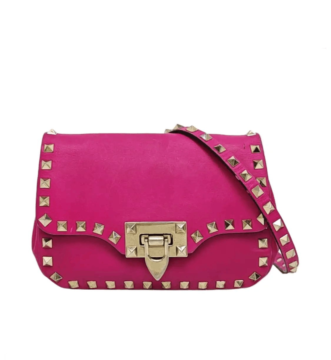 Valentino VALENTINO Rockstud rose redcowhide leather stud shoulder bag gold hardware detac Size ONE SIZE - 1 Thumbnail