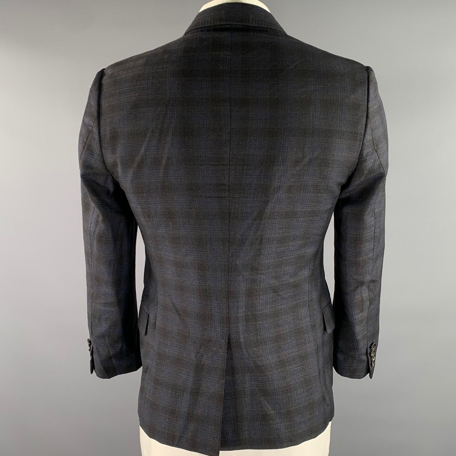 Gucci GUCCI 42 Grey Blue Ombre Plaid Wool Blend Sport Coat Size 42R - 4 Thumbnail