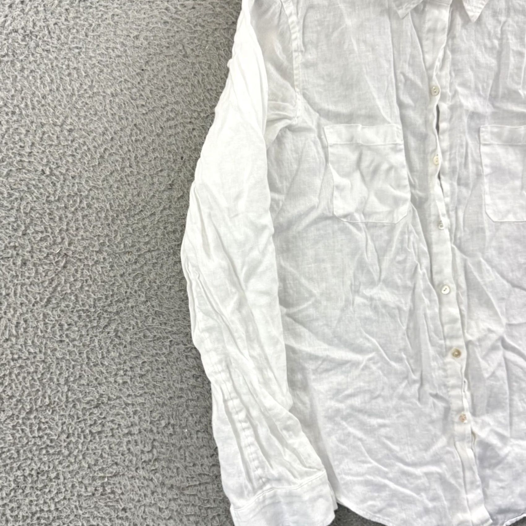 Lilly Pulitzer Lilly Pulitzer Shirt Womens Large White Sea View Linen Button Down Preppy Resort Size L / US 10 / IT 46 - 4 Thumbnail