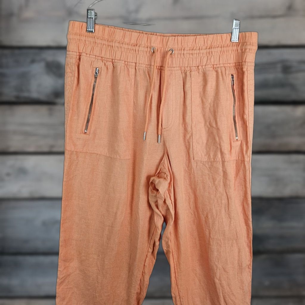 Athleta Athleta Womens Cabo Linen Jogger Sz 12 Orange High Rise Zip Pockets Shirt Pants Womens Size 34" / US 12 / IT 48 - 1 Thumbnail