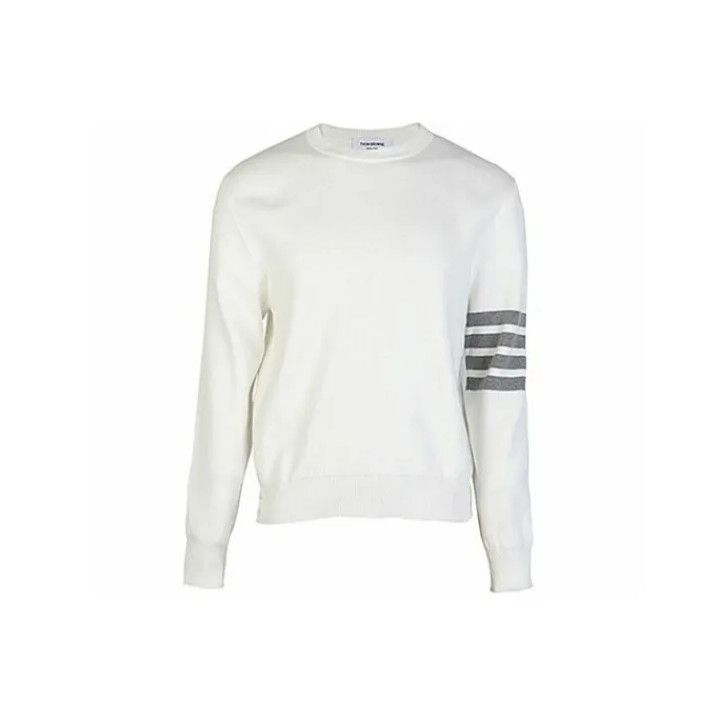 Thom Browne Thom Browne White Striped Crew Neck Sweater Size US S / EU 44-46 / 1 - 1 Thumbnail
