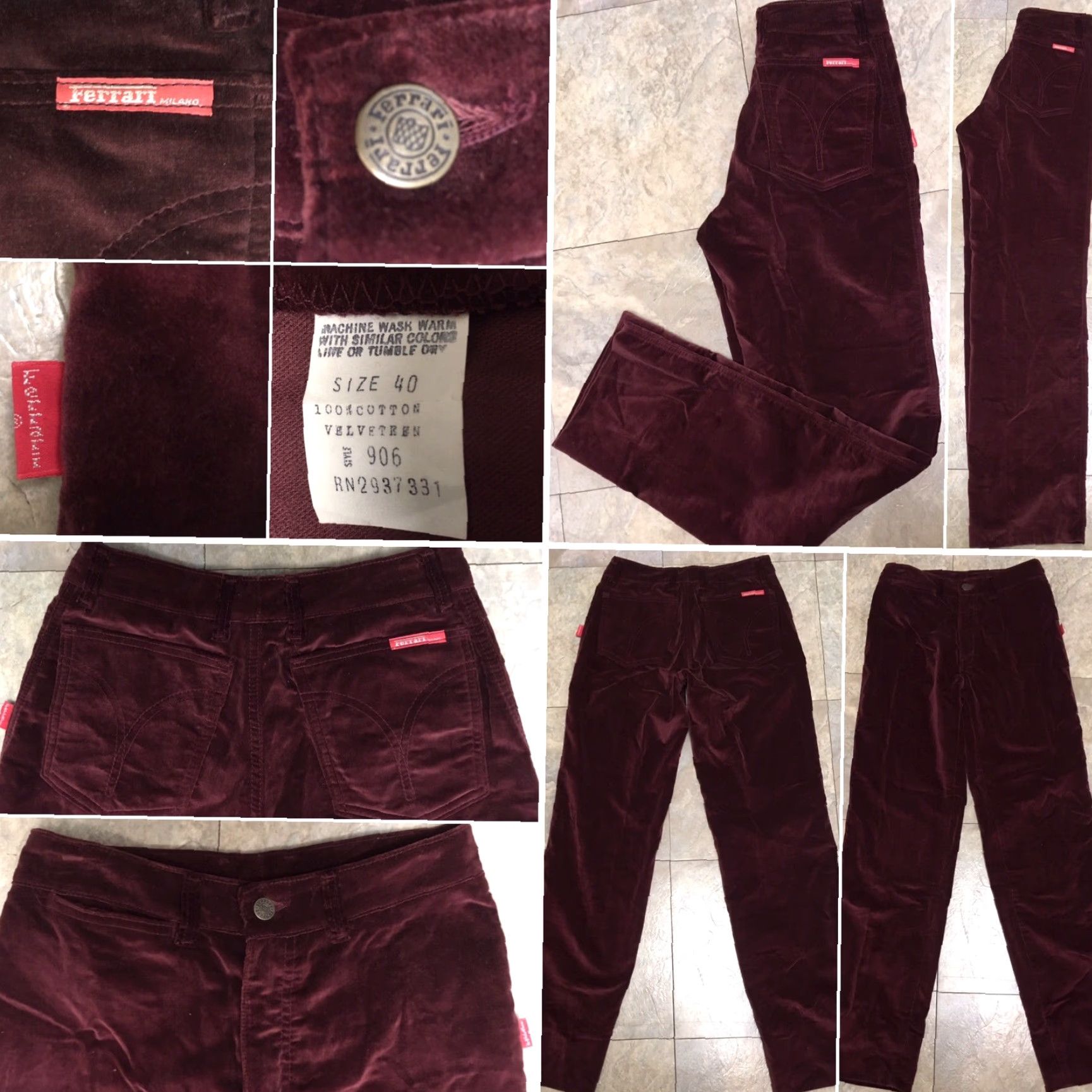 Ferrari VINTAGE Ferrari Velveteen High Waist Pants 27" Waist Sz 40 1970s Disco Brown 100% Cotton Velveteen Mens Size 27" / US 4 / IT 40 - 2 Thumbnail