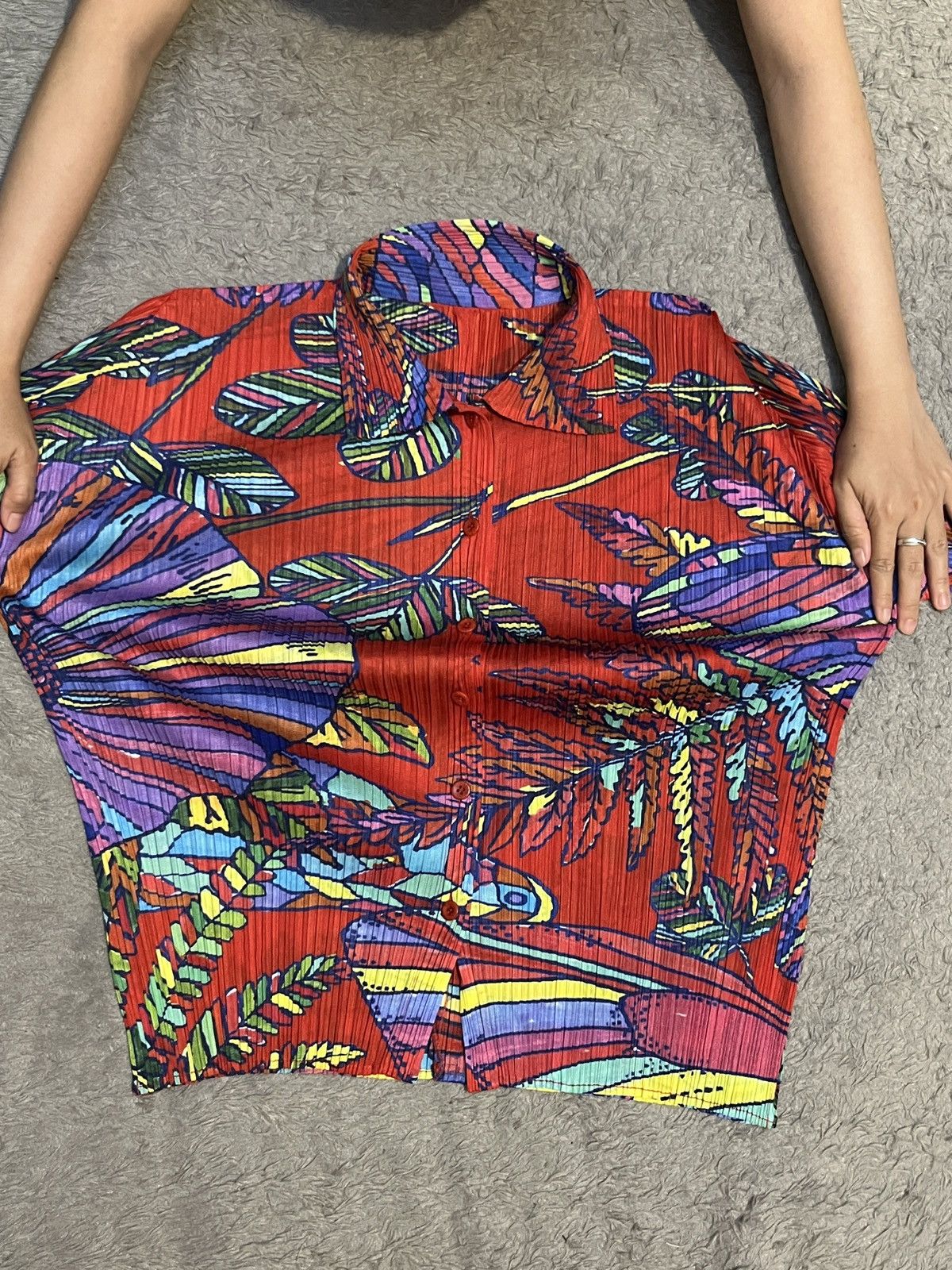 Free shipping✈️ Pleats Please Issey Miyake Plant Leaf Printed is 