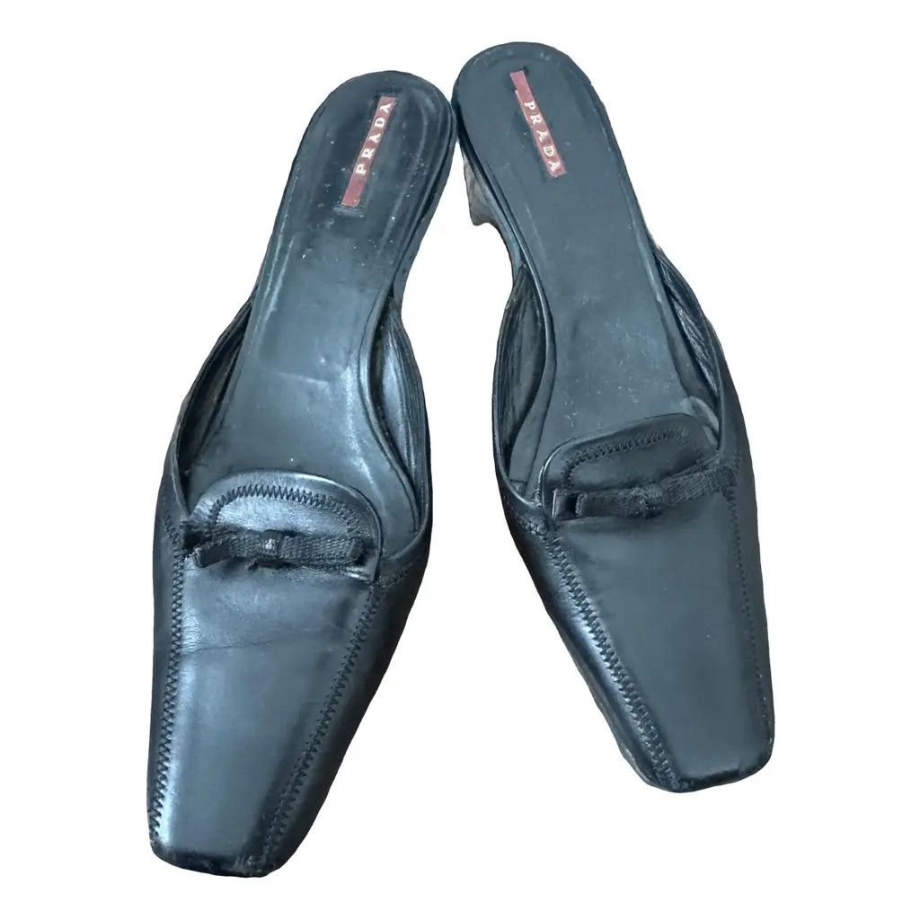 Prada Prada Black leather Mules Size 40 (US 8.5) Size US 8.5 / IT 38.5 - 1 Thumbnail