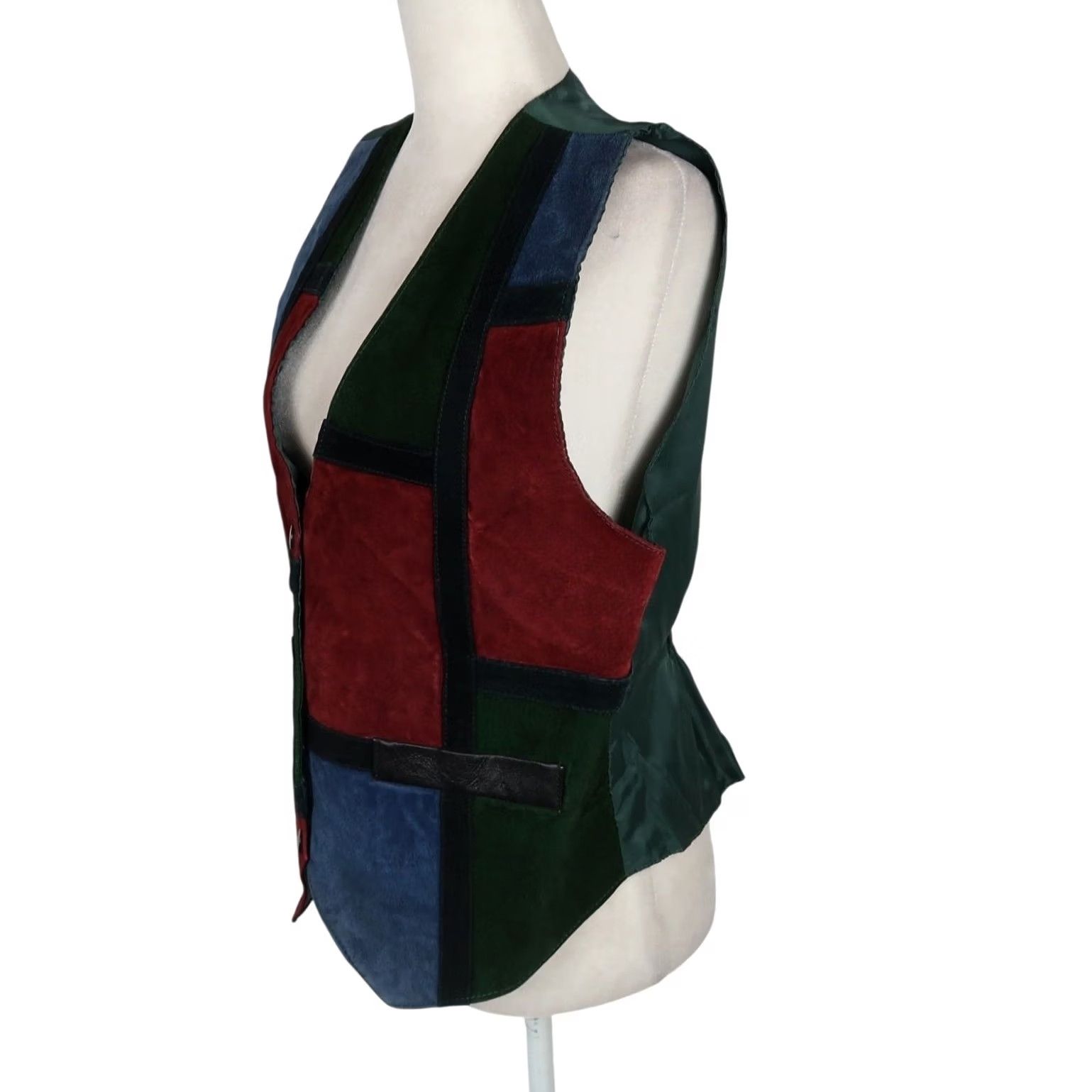 Vintage VINTAGE Northwest Territory Vest Adult Medium Green Suede Patchwork 90s Womens Size M / US 6-8 / IT 42-44 - 4 Thumbnail