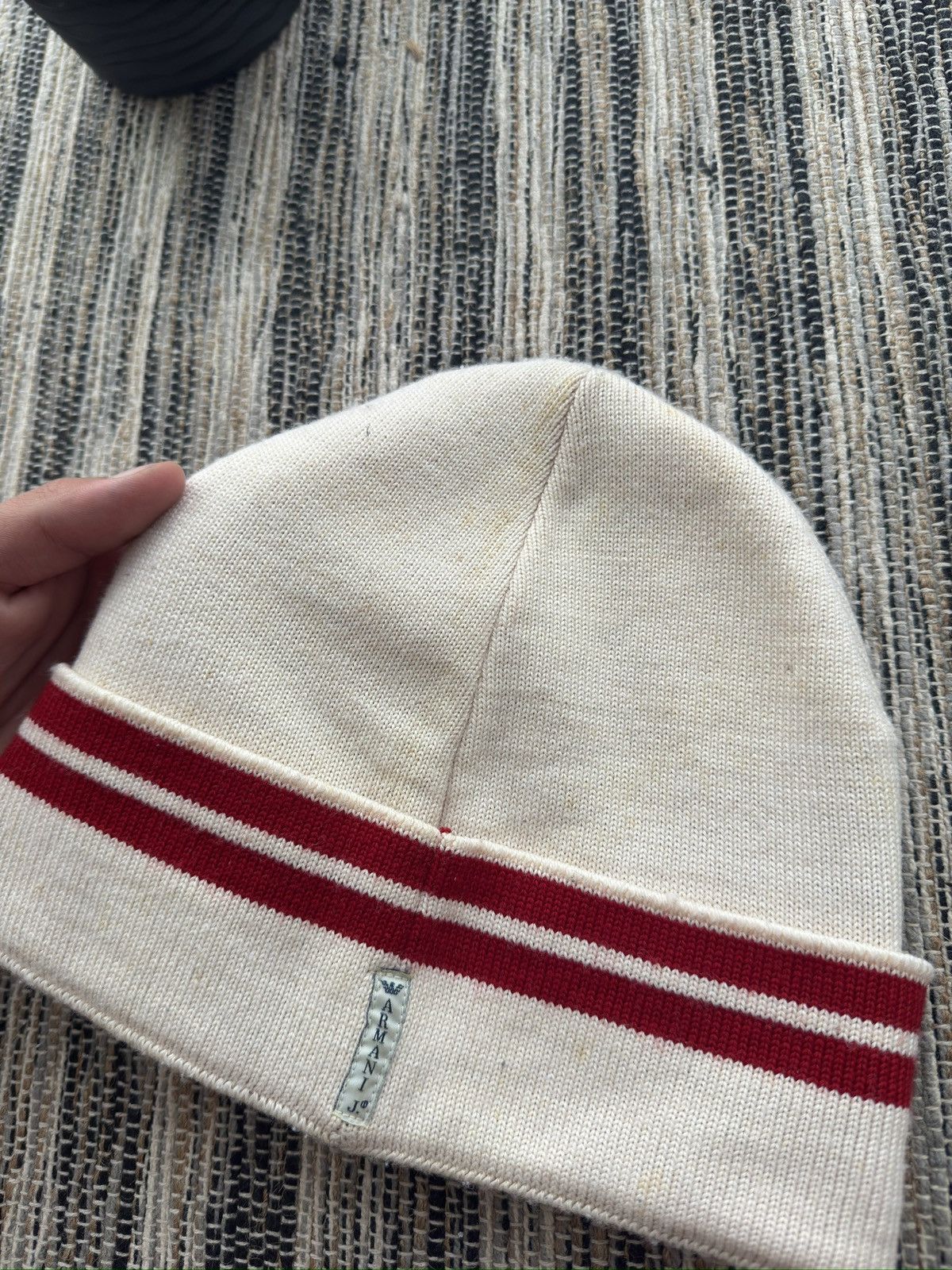 Armani Vintage Armani big logo Y2K distressed beanie hat Size ONE SIZE - 6 Thumbnail