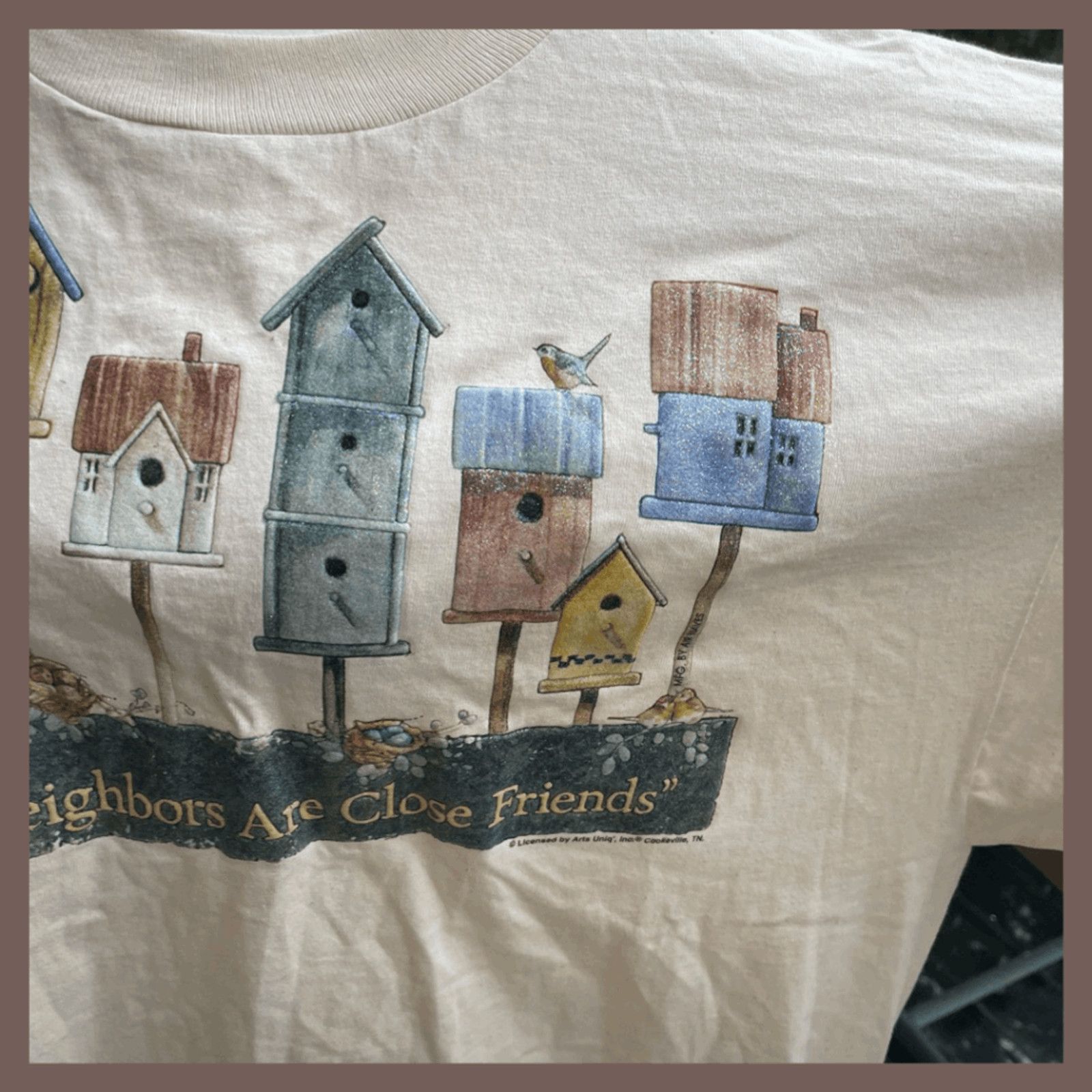 Jerzees × Vintage VTG Graphic Tee Jerzees Birdhouse Print Cream 90s Grannycore Size XXL / US 16-18 / IT 52-54 - 7 Thumbnail