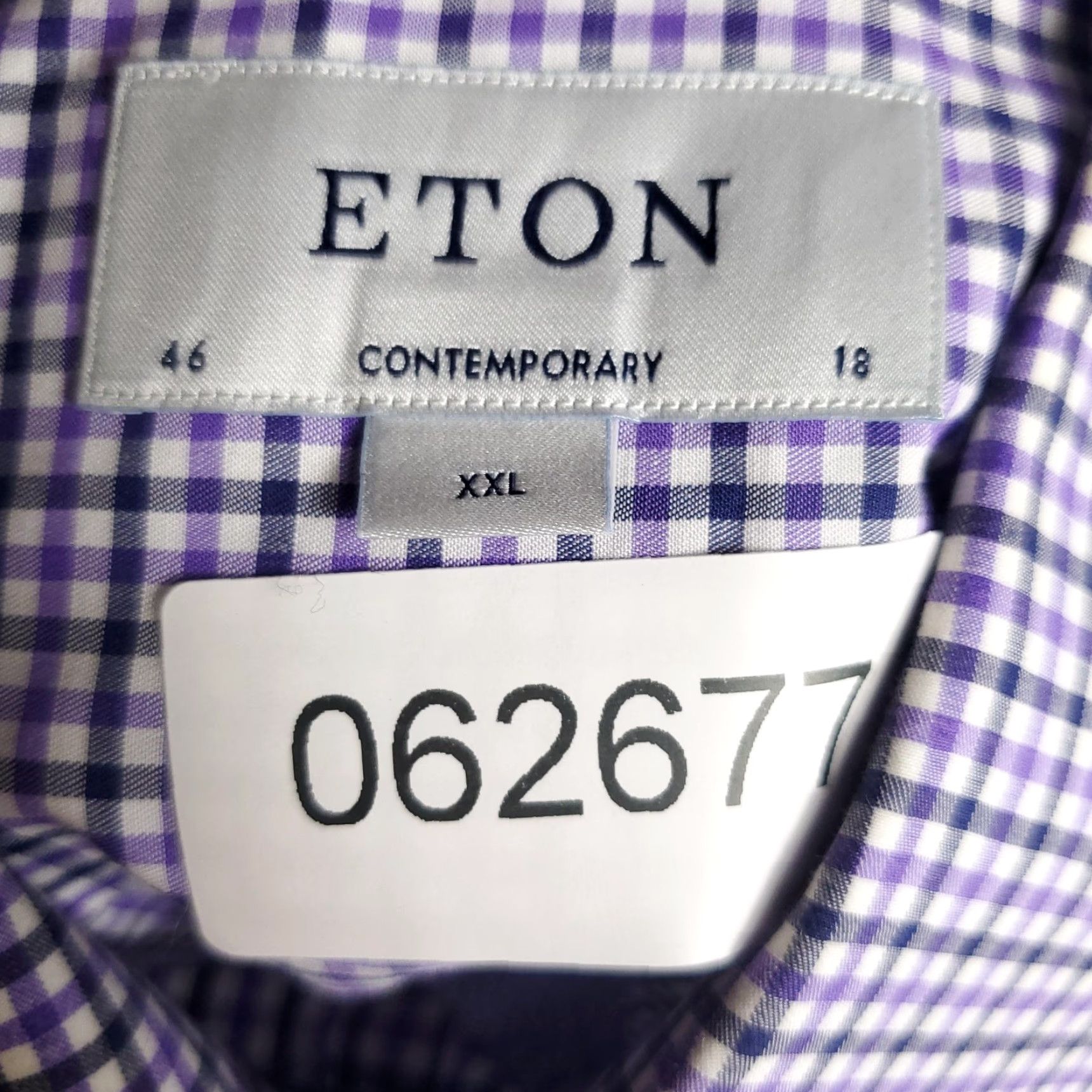 Eton Eton Dress Shirt Mens 2XL Purple Check Long Sleeve Button Up Size 48R - 7 Thumbnail