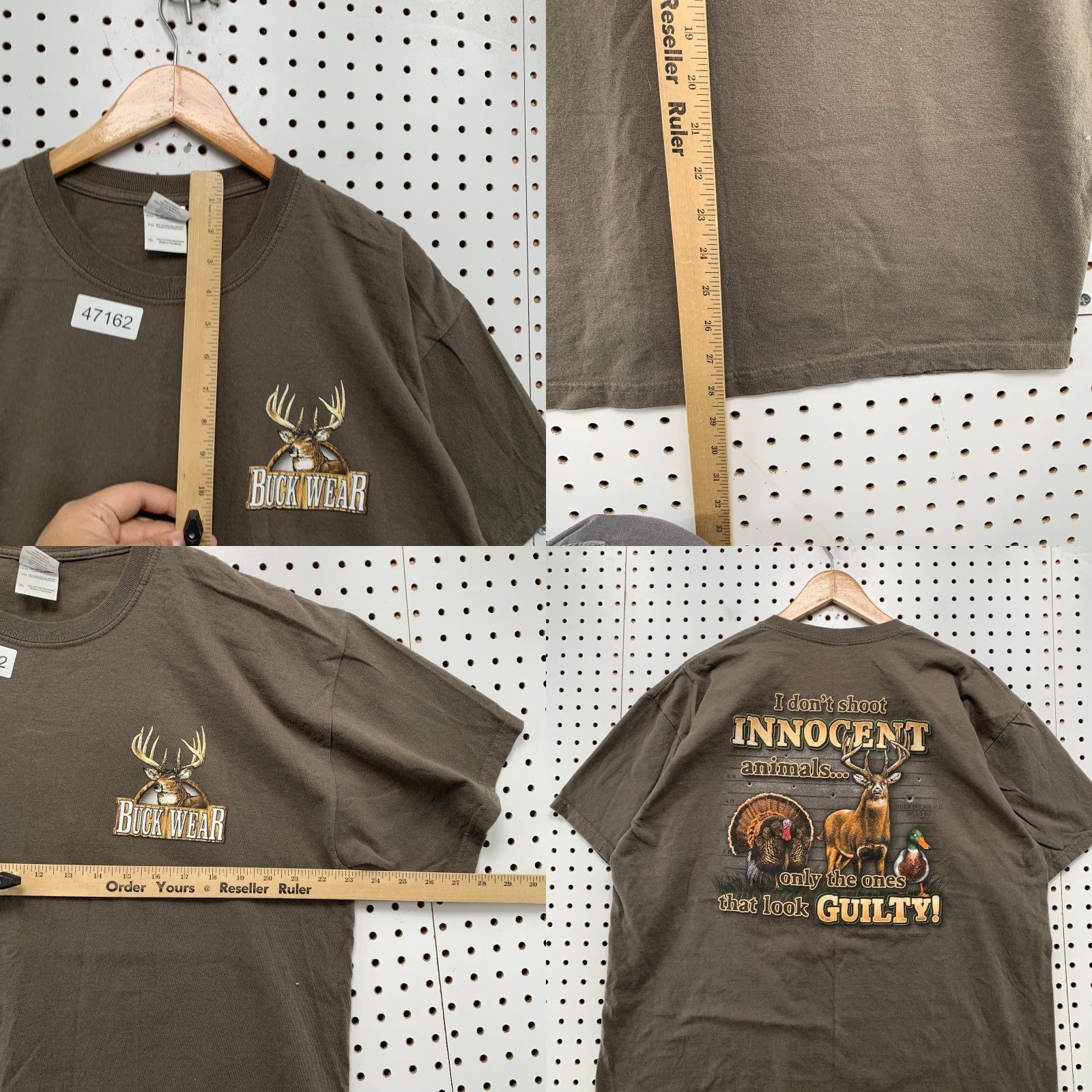 Gildan VINTAGE Gildan T-Shirt Mens XL Brown Funny Buck Wear Deer Hunt Outdoor Nature Turkey Animals Shirt Size US XL / EU 56 / 4 - 8 Thumbnail