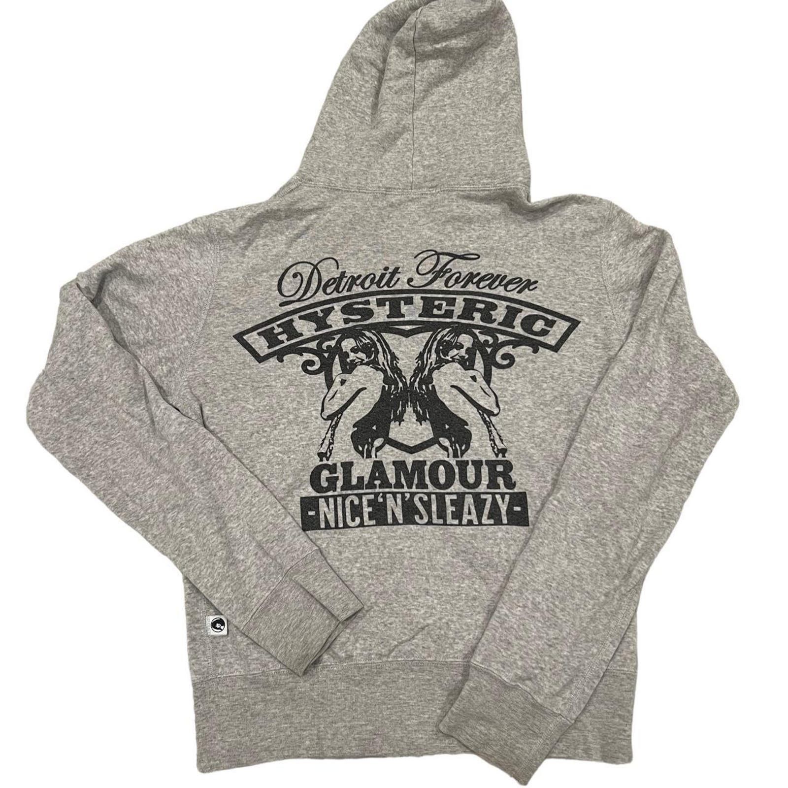 image of Hysteric Glamour Grey Zip-Up Hoodie Detroit Forever, Women's