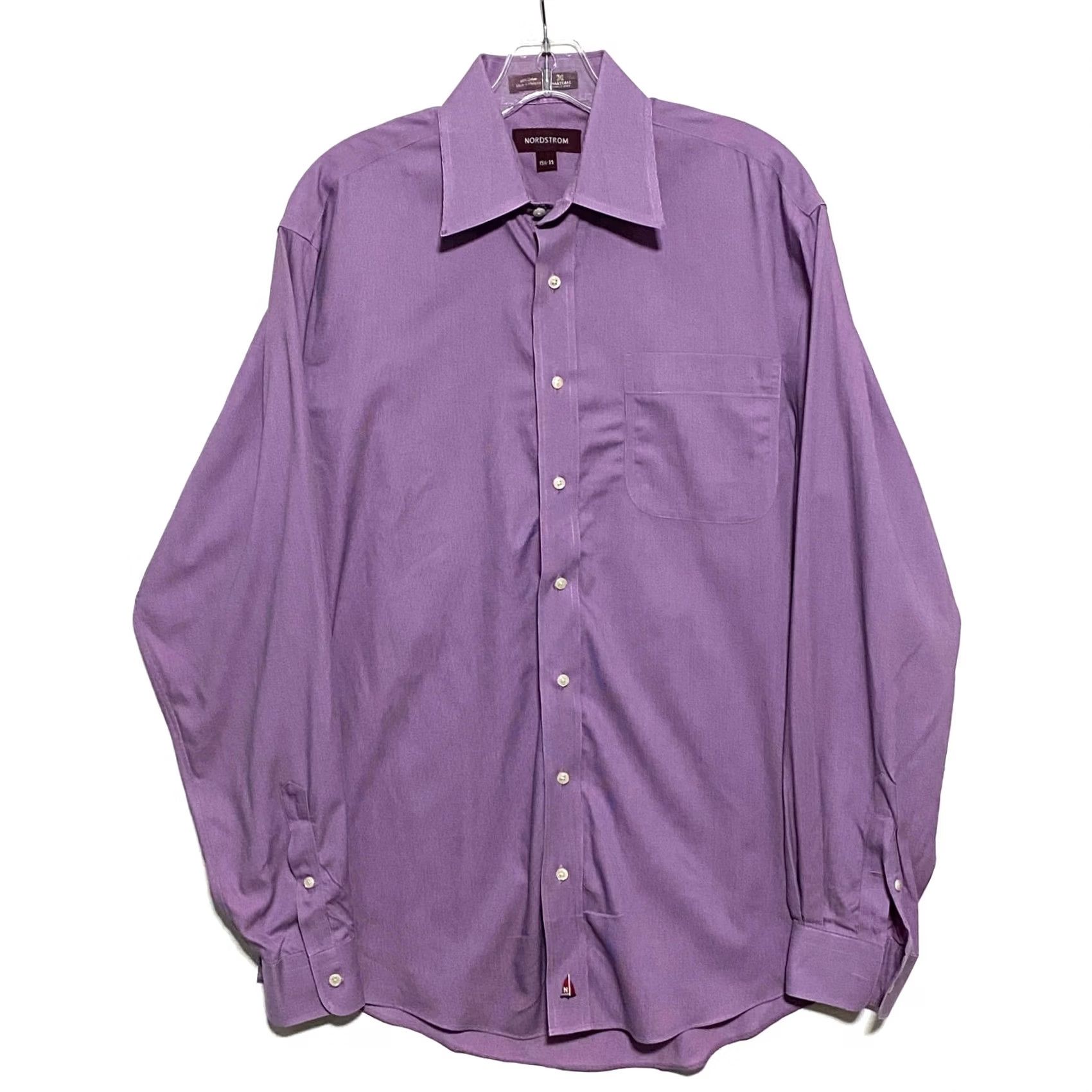 Nordstrom VTG Nordstrom Dress Shirt Mens 15.5 35 Purple Smart Care Wrinkle Free Button Size 42R - 2 Thumbnail