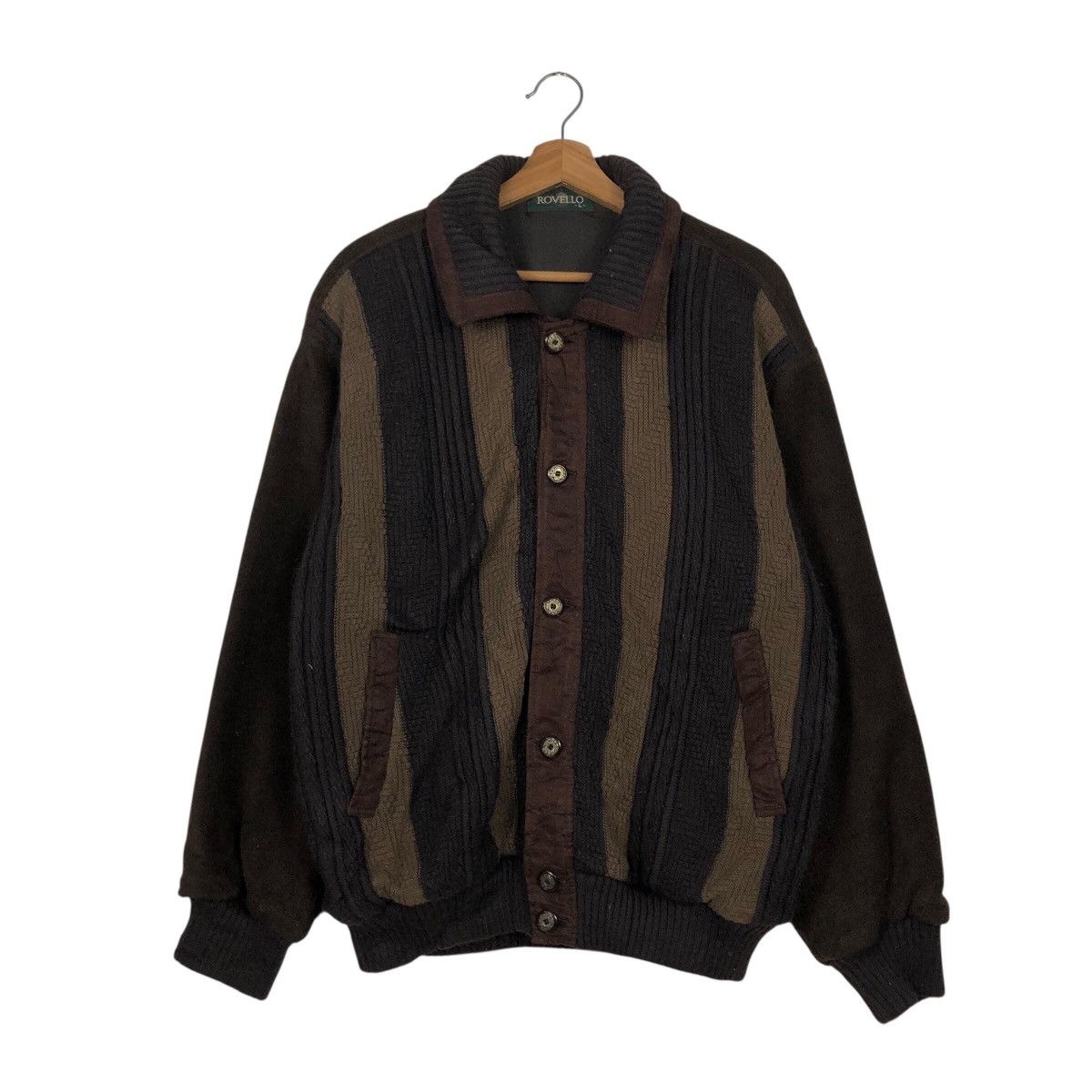 Japanese Brand 📌Vintage Knit Bomber Jacket Rovello Issey Miyake Size US L / EU 52-54 / 3 - 2 Thumbnail