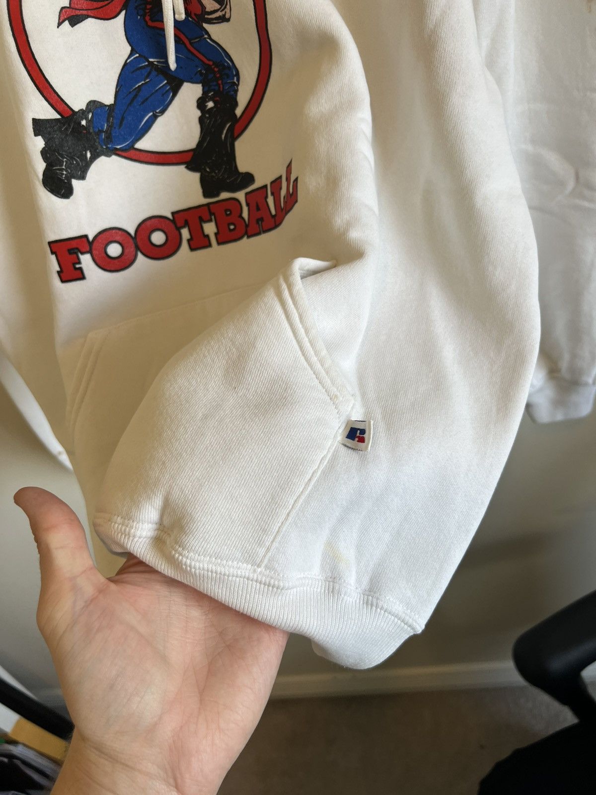Russell Athletic 80s 90s vintage russel hoodie white college USA Size US XL / EU 56 / 4 - 2 Thumbnail