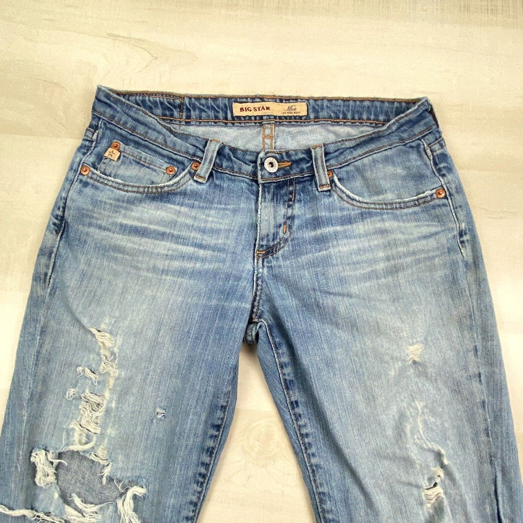 Vintage Big Star Womens Distressed Bootcut Jeans Blue Regular 28 Size 28" / US 6 / IT 42 - 2 Thumbnail