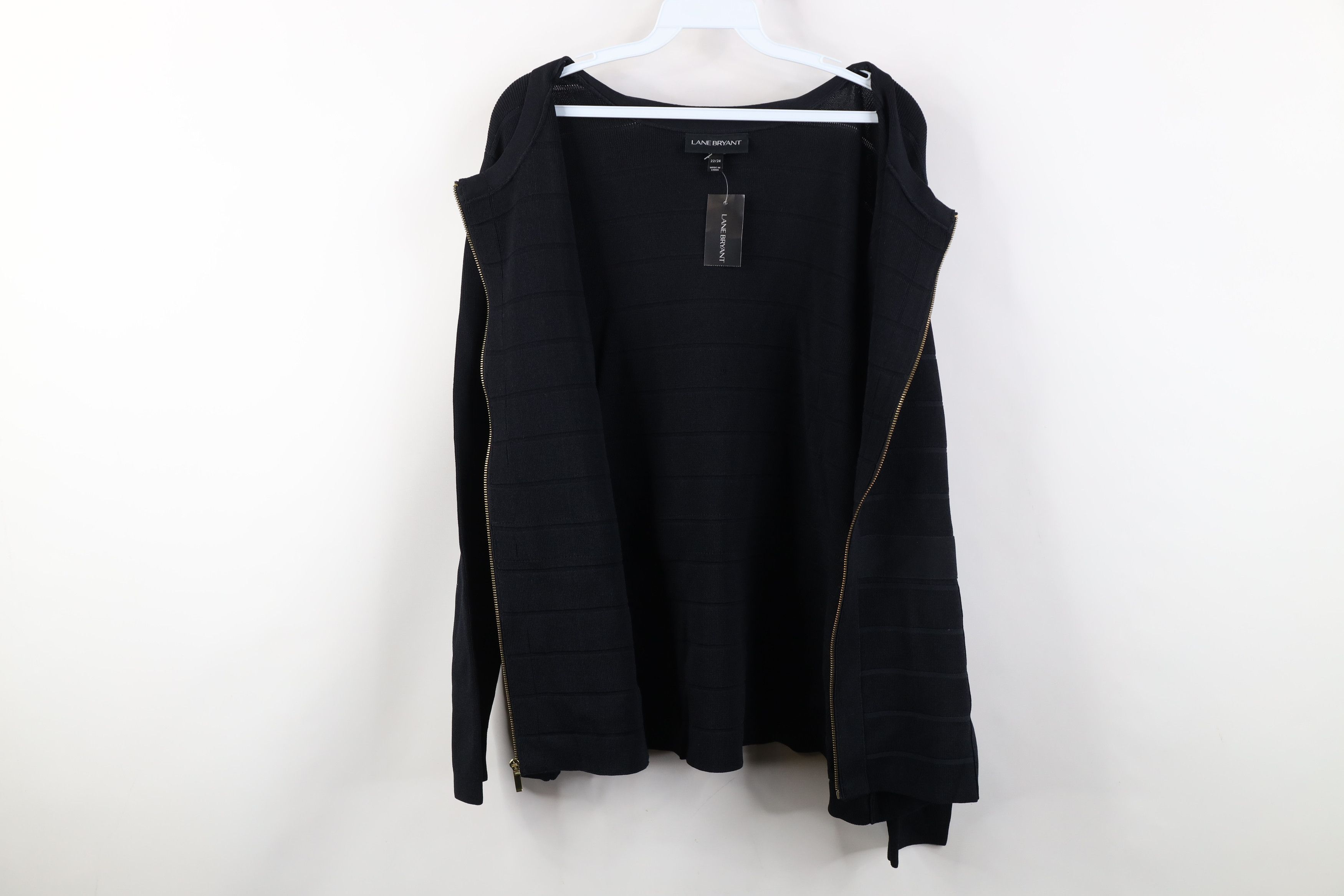 Vintage New Lane Bryant Ribbed Knit Full Zip Sweater Jacket Black Size 3XL / US 20-22 - 9 Thumbnail
