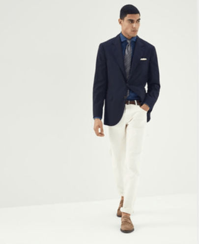 image of Brunello Cucinelli O1W1Db10424 Denim Pants In Open White, Men's (Size 40)