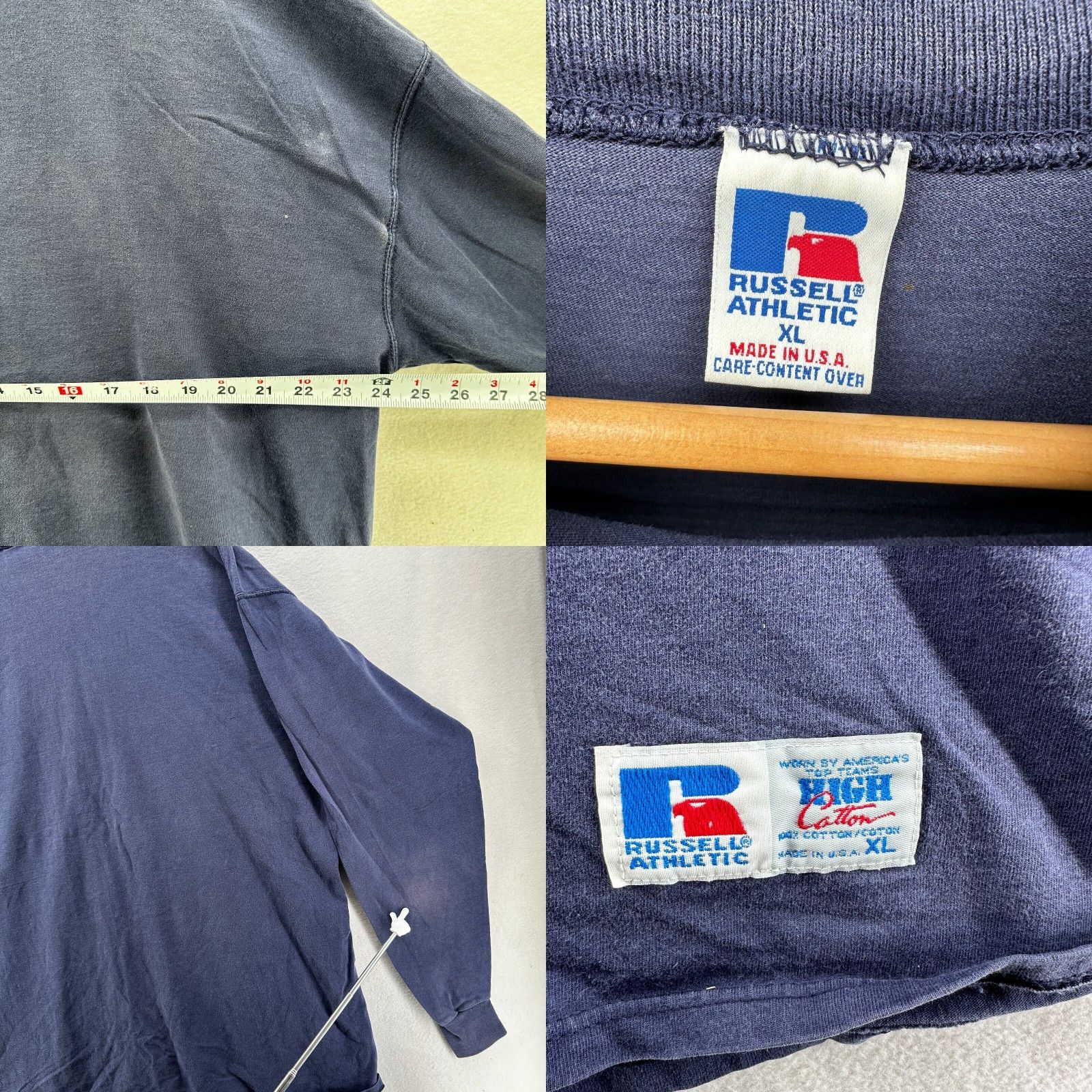 Russell Athletic VINTAGE Russell Athletic T-Shirt Blue Men's XL Cotton Long Sleeve Crew Neck Pullover Size US XL / EU 56 / 4 - 8 Thumbnail