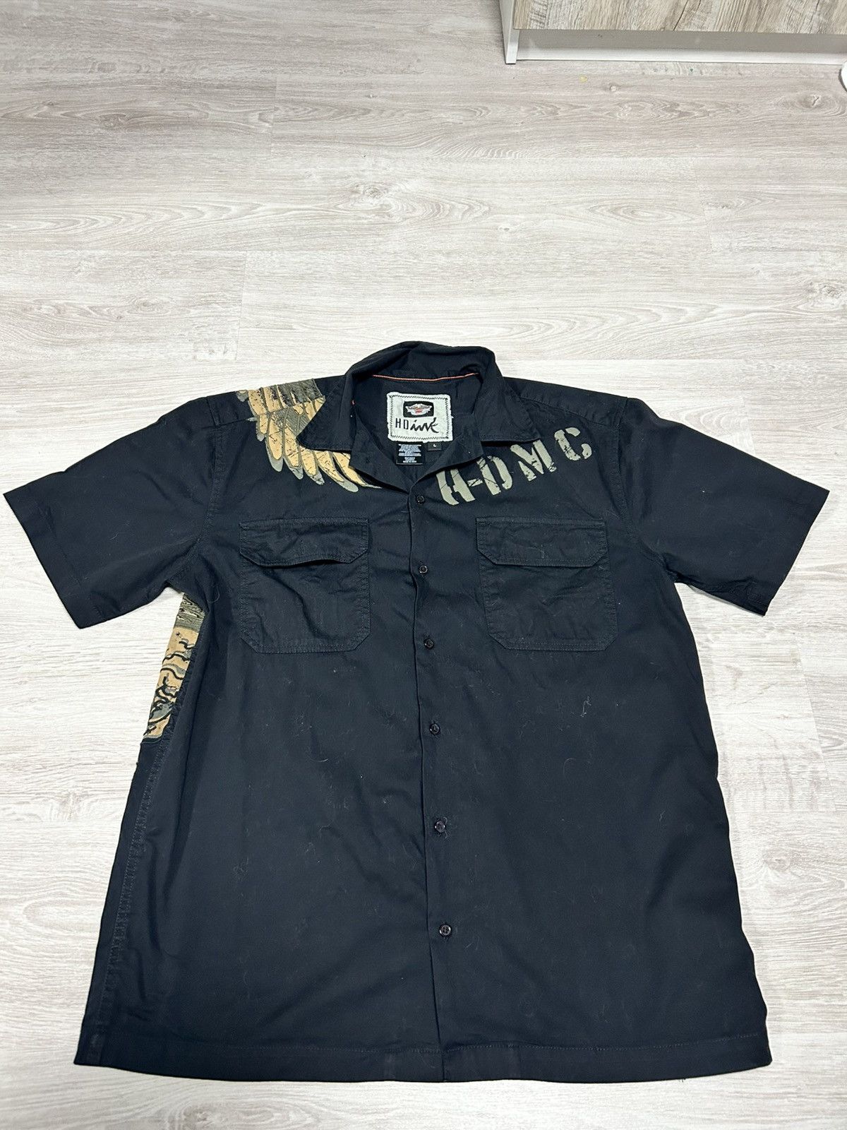 Harley Davidson Vintage Harley-Davidson Men’s Black Button-Down Shirt Eagle Size US L / EU 52-54 / 3 - 1 Thumbnail