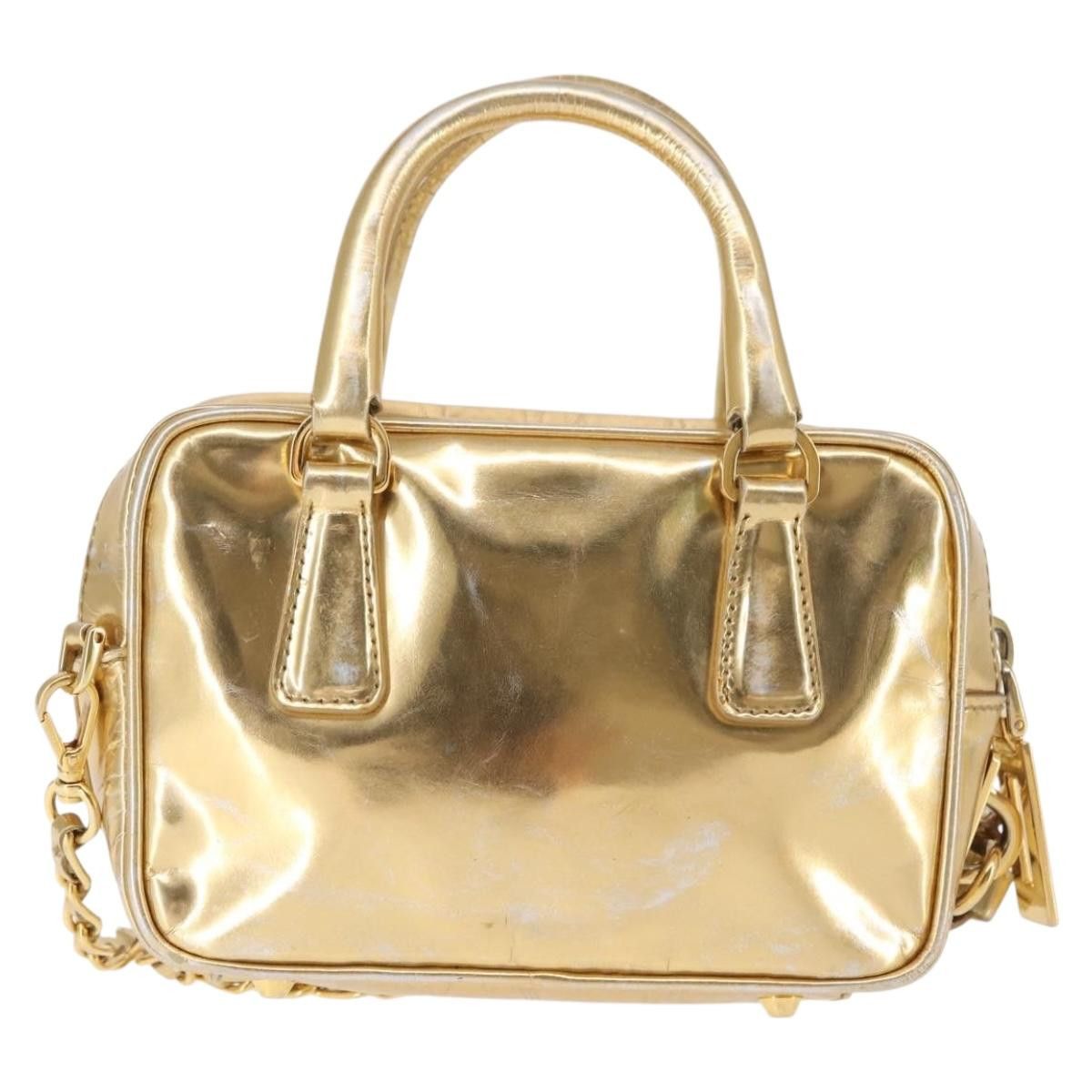 Prada PRADA Hand Bag Leather Gold Size ONE SIZE - 3 Thumbnail