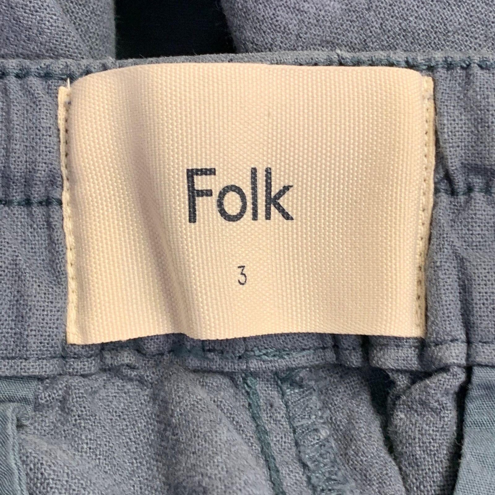 Folk Blue Grey Linen Cotton Tapered Drawstring Casual Pants Size US 32 / EU 48 - 4 Thumbnail