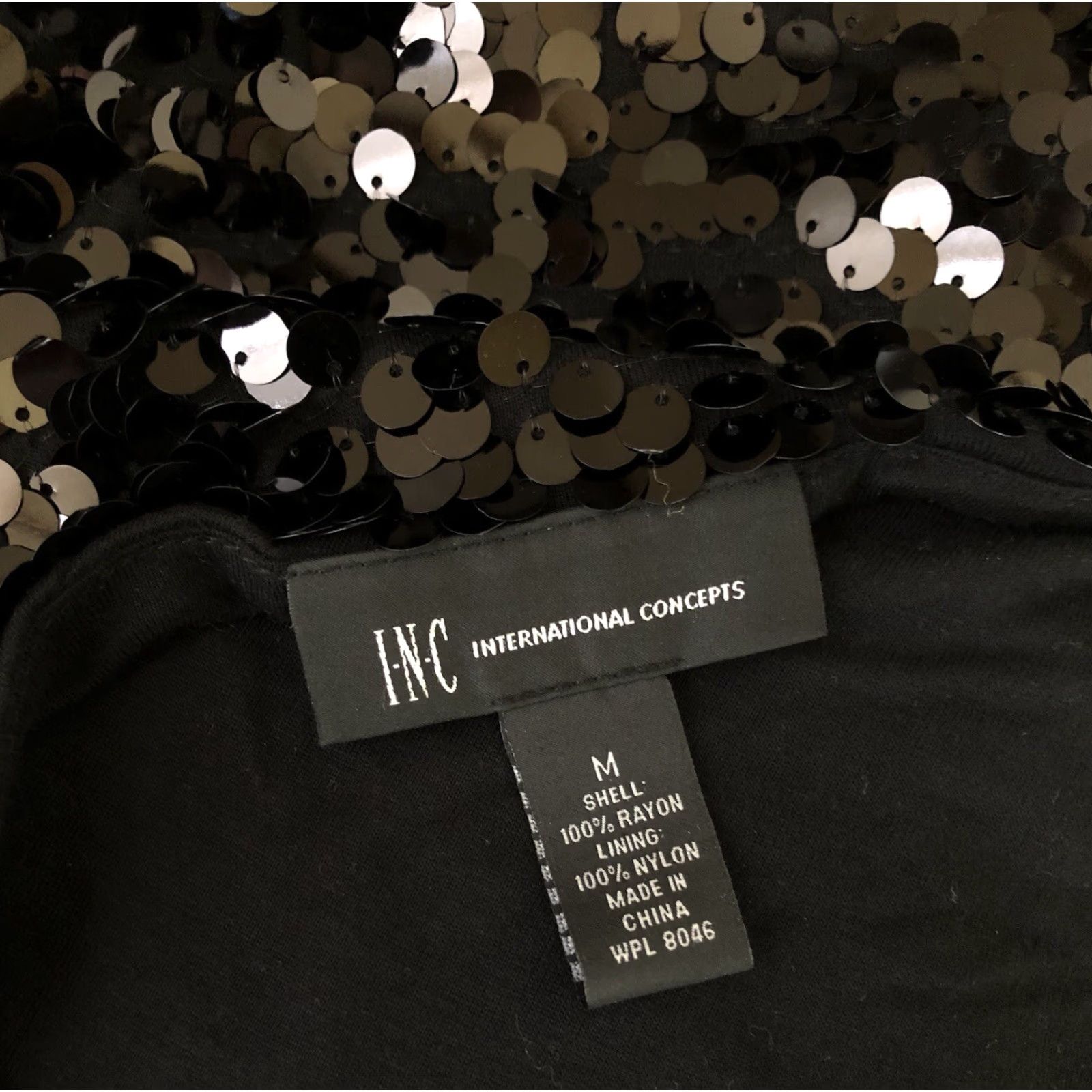 Incu INC Blouse Shirt Womens M Black Sequin Draped Cowl Neck Evening Party Deco Cocktail Vintage: No Size M / US 6-8 / IT 42-44 - 4 Thumbnail