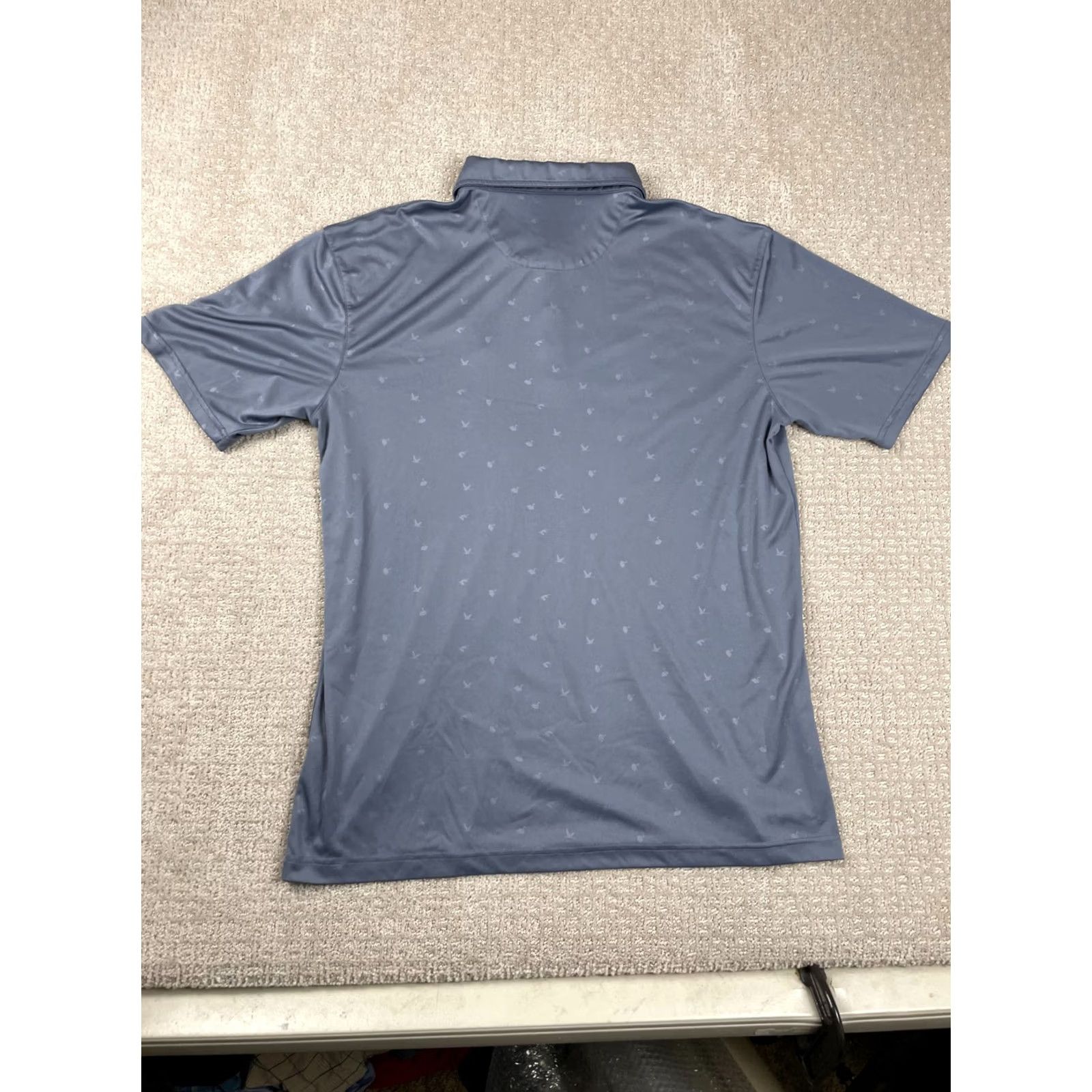Vintage Swannies Polo Shirt Mens XL Gray Animal Print Performance Stretch Golf Hike Shirt Mens Regular Short Sleeve Collared Button Closure Size US XL / EU 56 / 4 - 7 Thumbnail