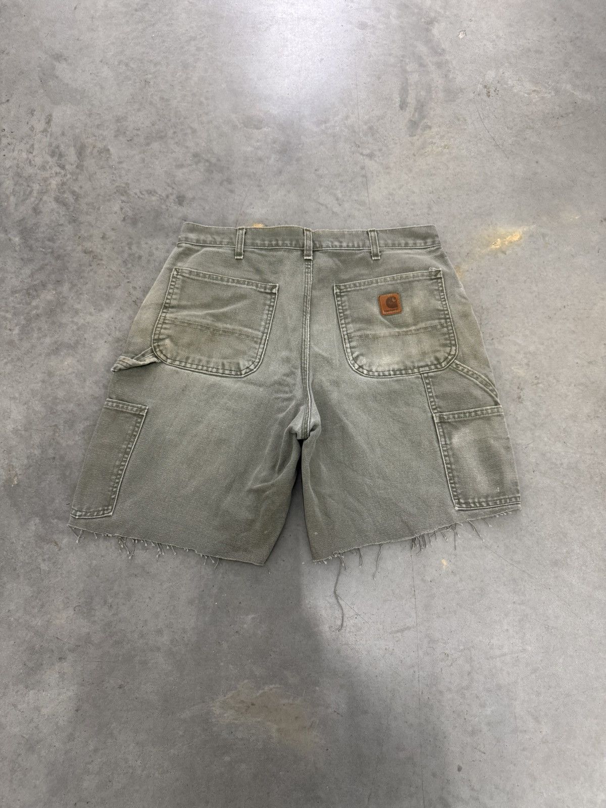 Carhartt Olive Green Faded Jorts Vintage 2000s USA NO BUTTON