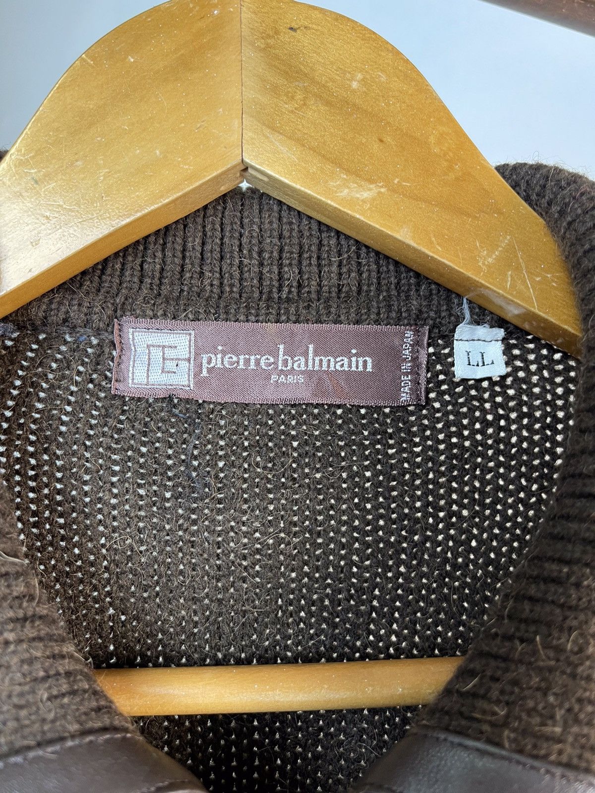 90s Pierre Balmain Zip Wool Jacket With linen Leather