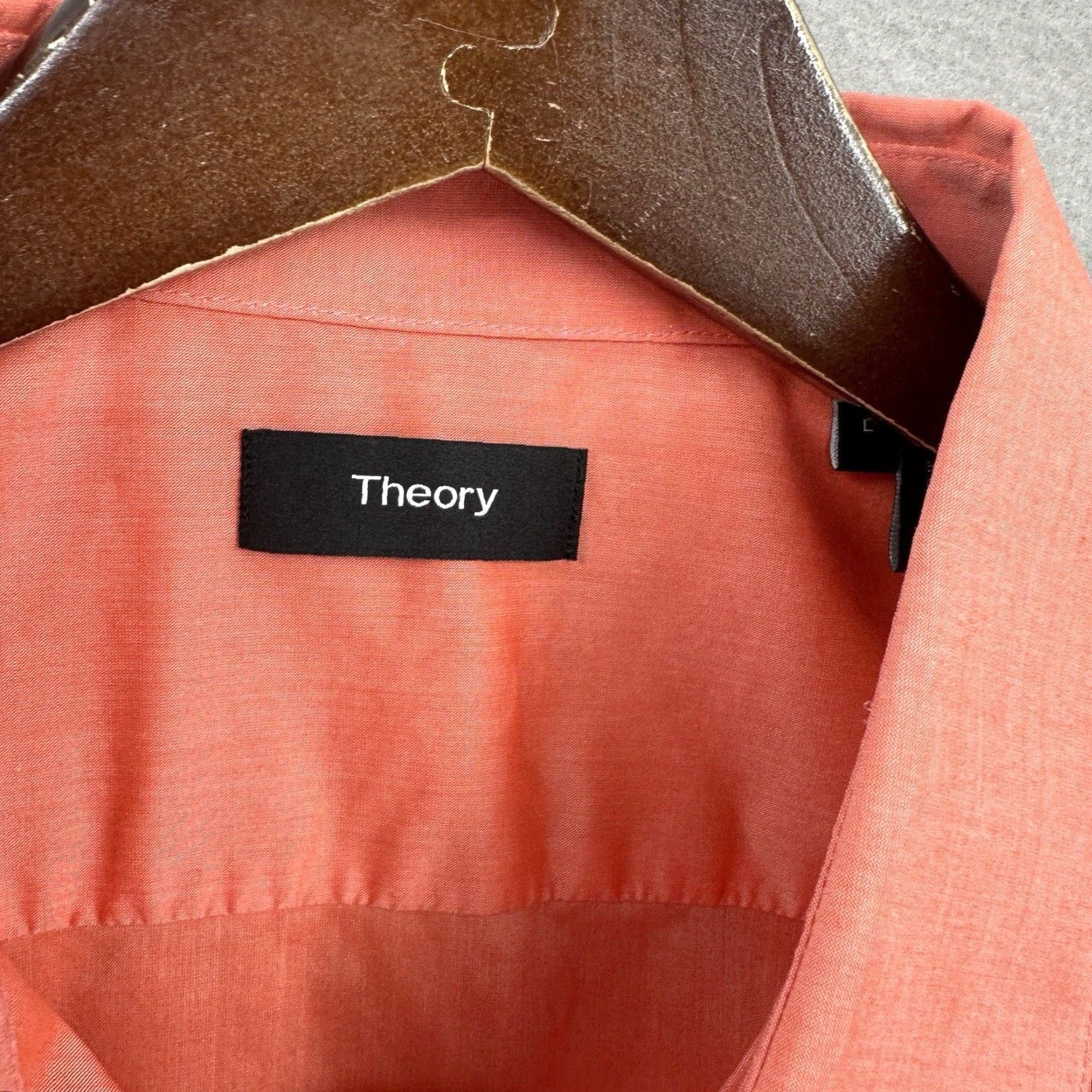 Theory THEORY Shirt Mens Large Sylvan Tailored Button Front Short Sleeve Coral Preppy Size US M / EU 48-50 / 2 - 5 Thumbnail
